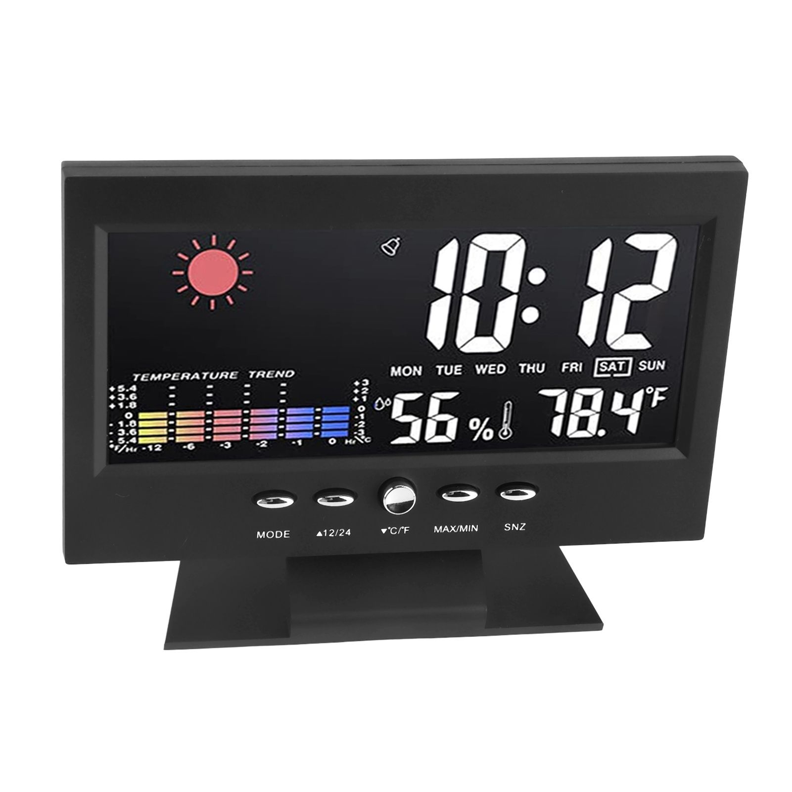 Weather Forecast Clock ABS LED Color Screen Multifunctional Temperature Humidity Alarm Clock Black - Image 3