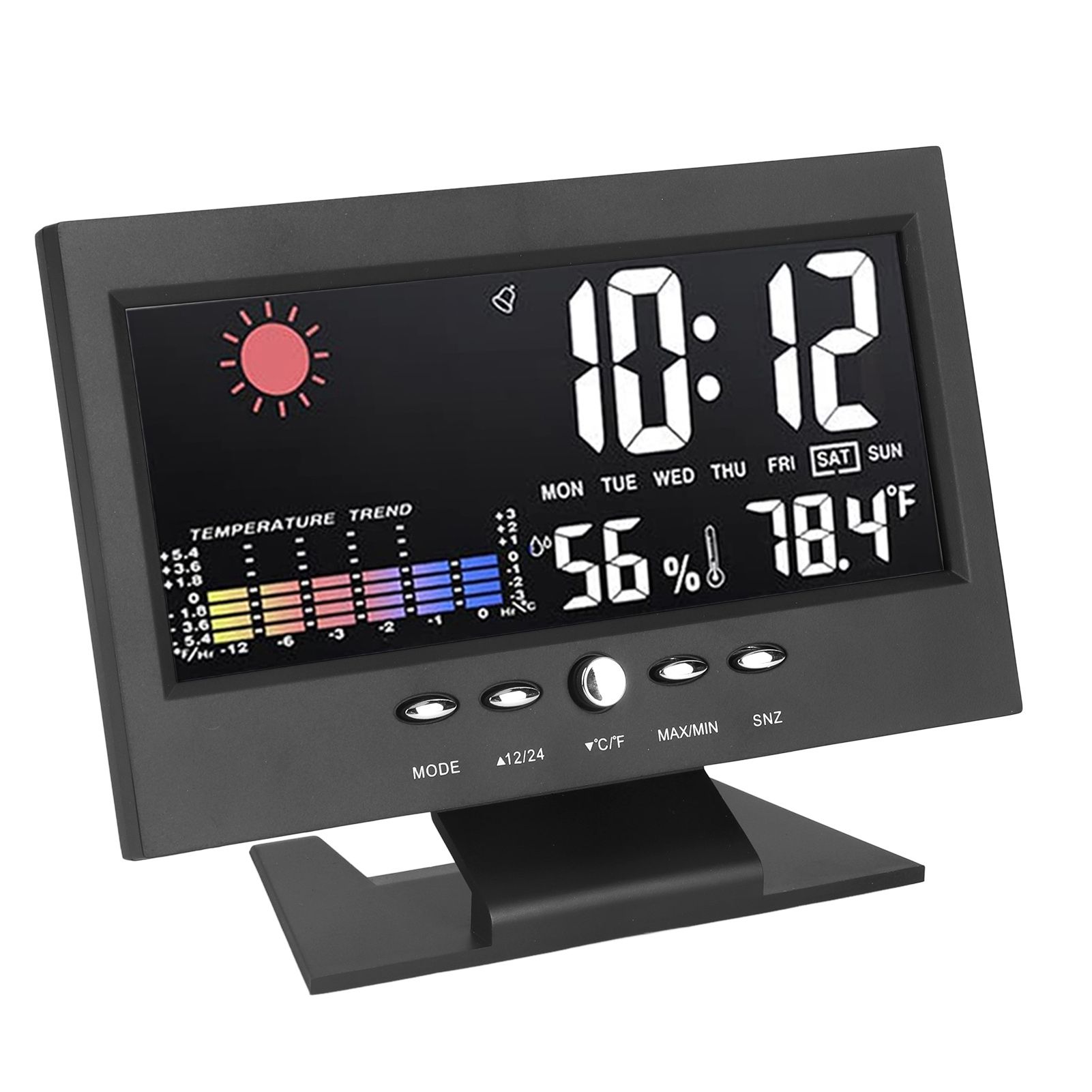 Weather Forecast Clock ABS LED Color Screen Multifunctional Temperature Humidity Alarm Clock Black - Image 5