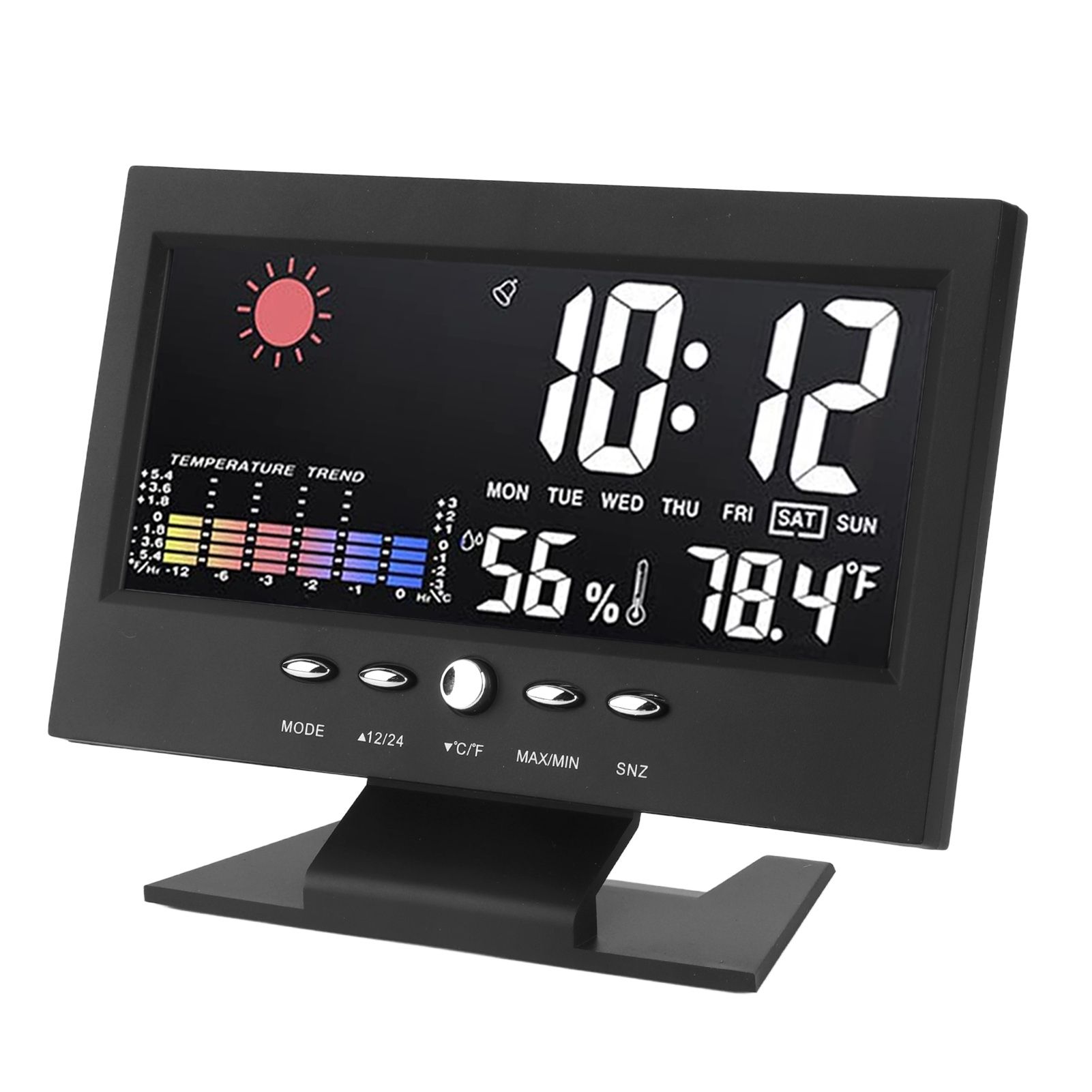 Weather Forecast Clock ABS LED Color Screen Multifunctional Temperature Humidity Alarm Clock Black - Image 6