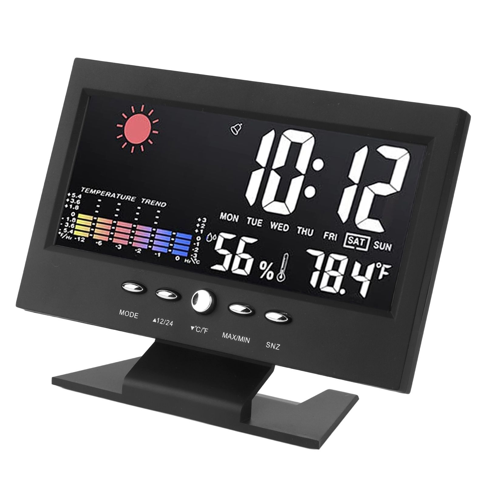 Weather Forecast Clock ABS LED Color Screen Multifunctional Temperature Humidity Alarm Clock Black - Image 7