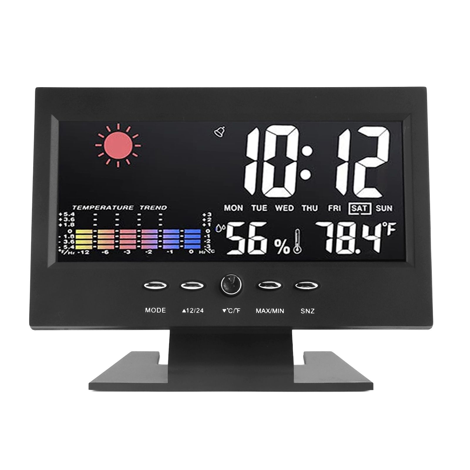 Weather Forecast Clock ABS LED Color Screen Multifunctional Temperature Humidity Alarm Clock Black - Image 8