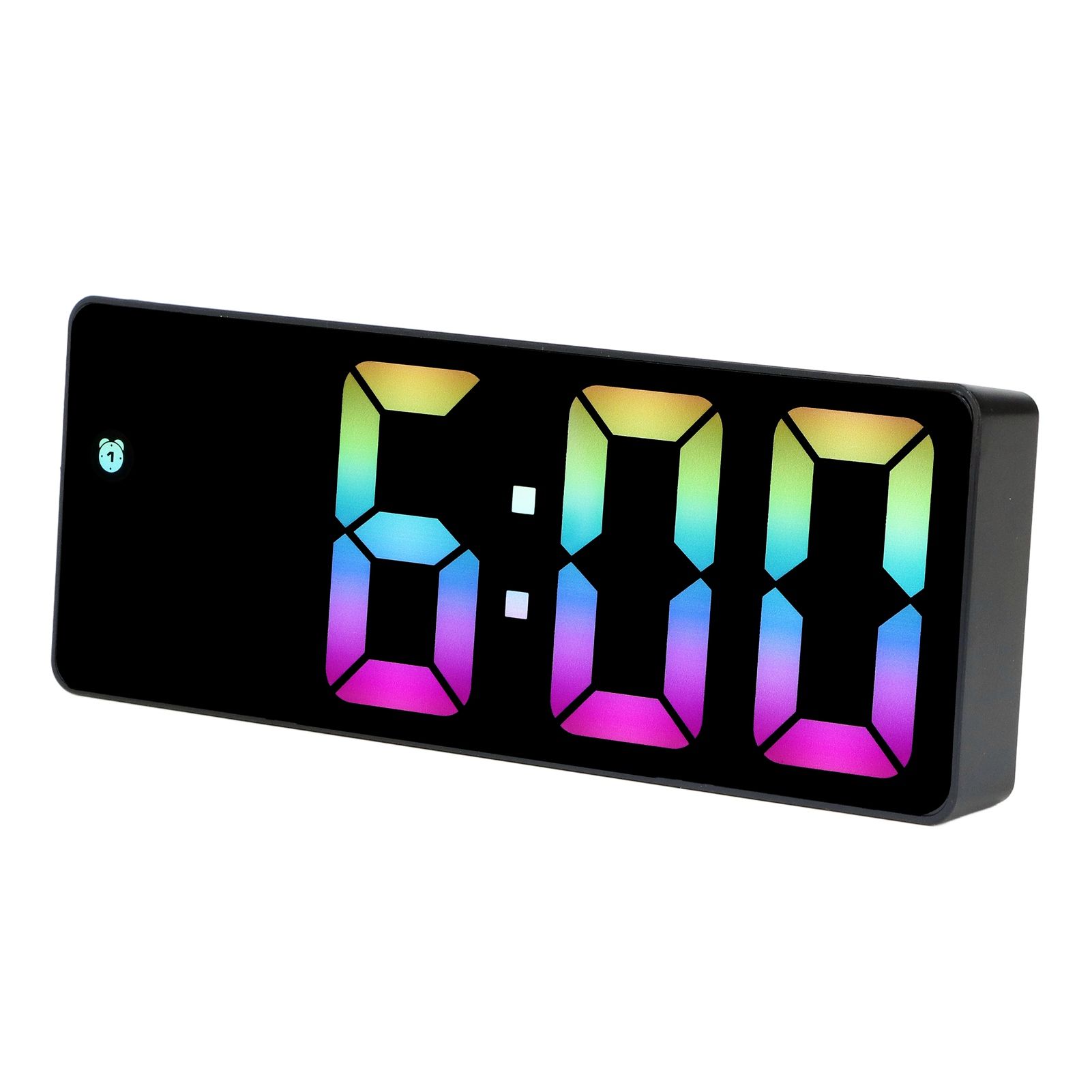 Colorful LED Digital Alarm Clock Large LED Screen Electronic Alarm Clock for Bedside Bedroom 0725 Black Shell Black Face C Style - Image 2
