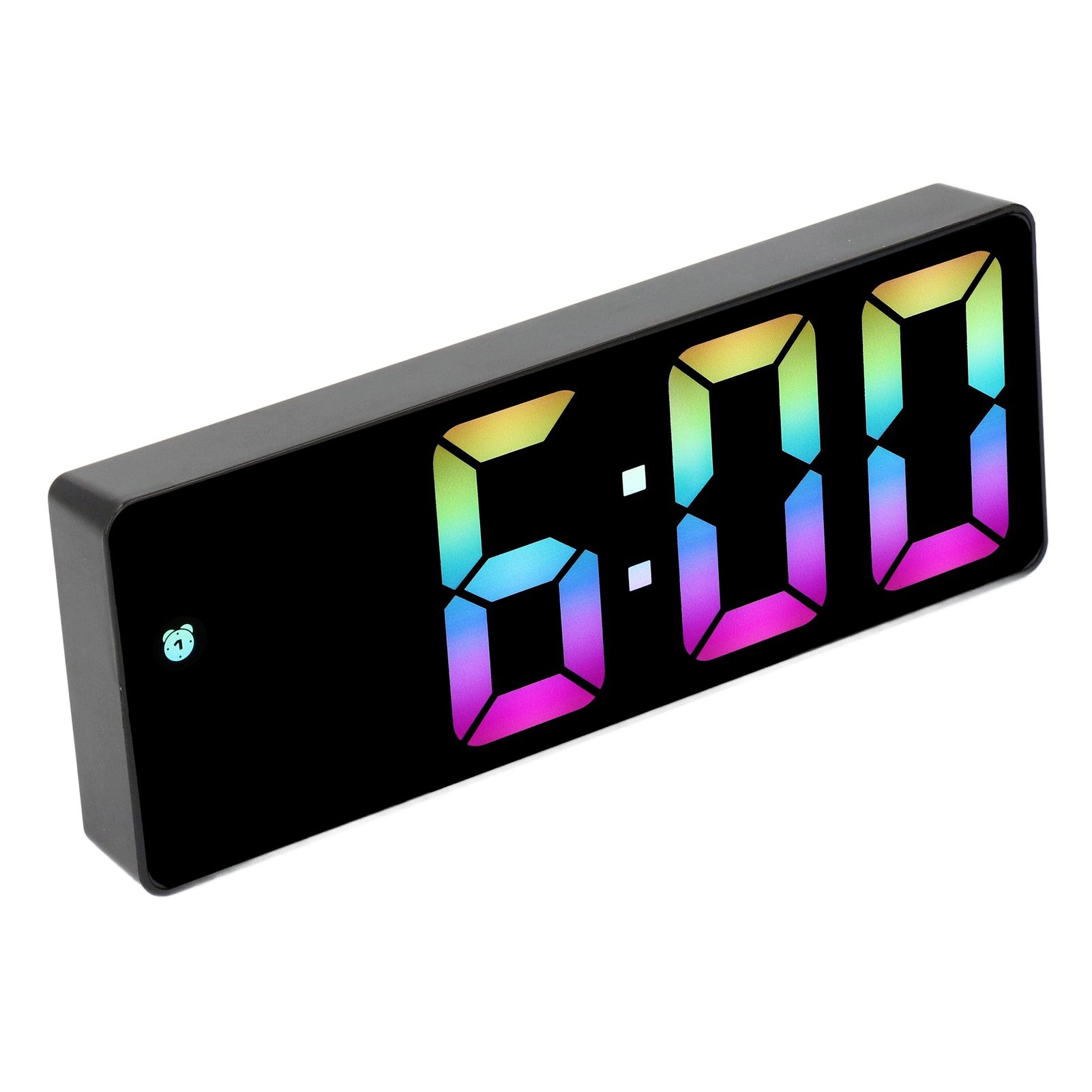 Colorful LED Digital Alarm Clock Large LED Screen Electronic Alarm Clock for Bedside Bedroom 0725 Black Shell Black Face C Style - Image 4