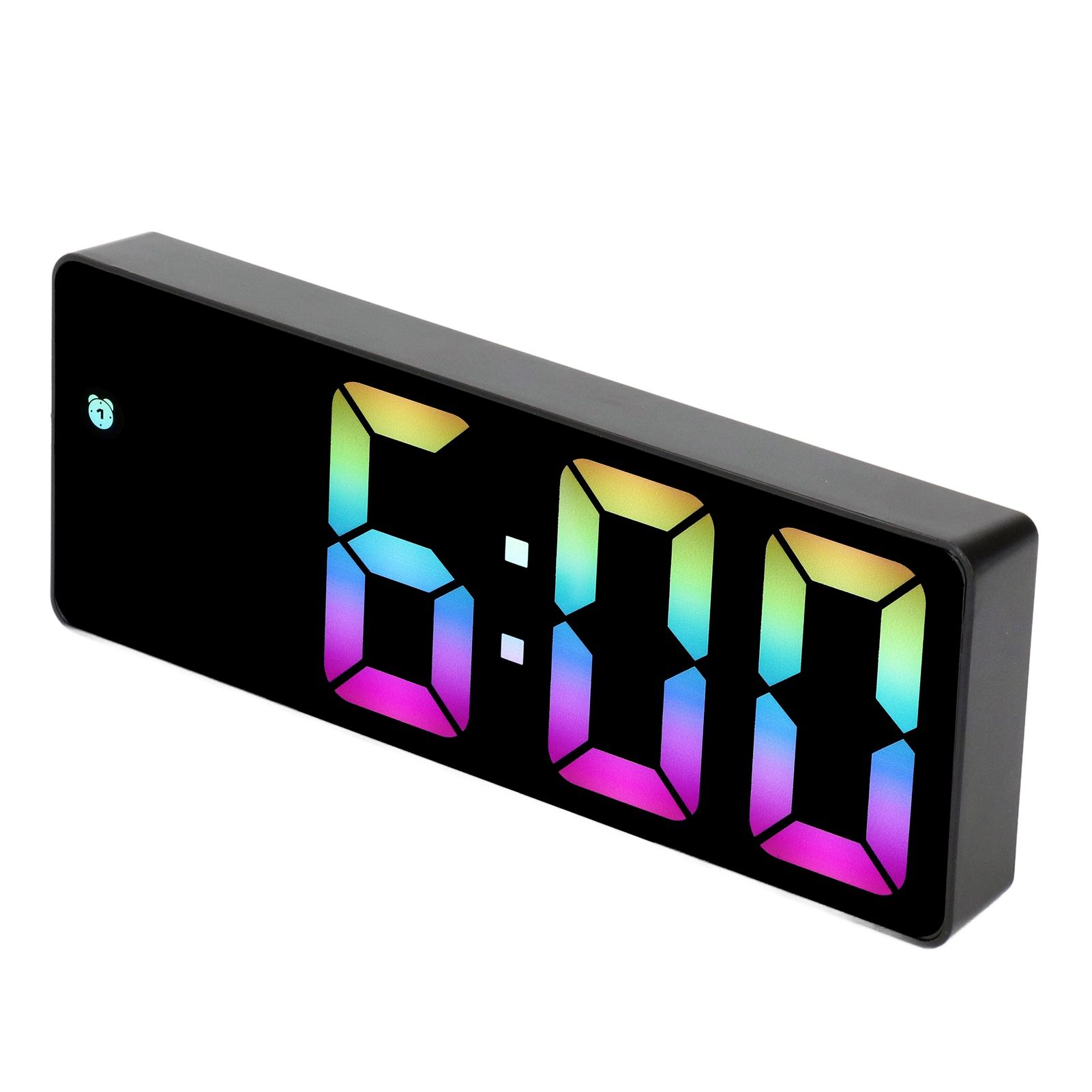 Colorful LED Digital Alarm Clock Large LED Screen Electronic Alarm Clock for Bedside Bedroom 0725 Black Shell Black Face C Style - Image 5