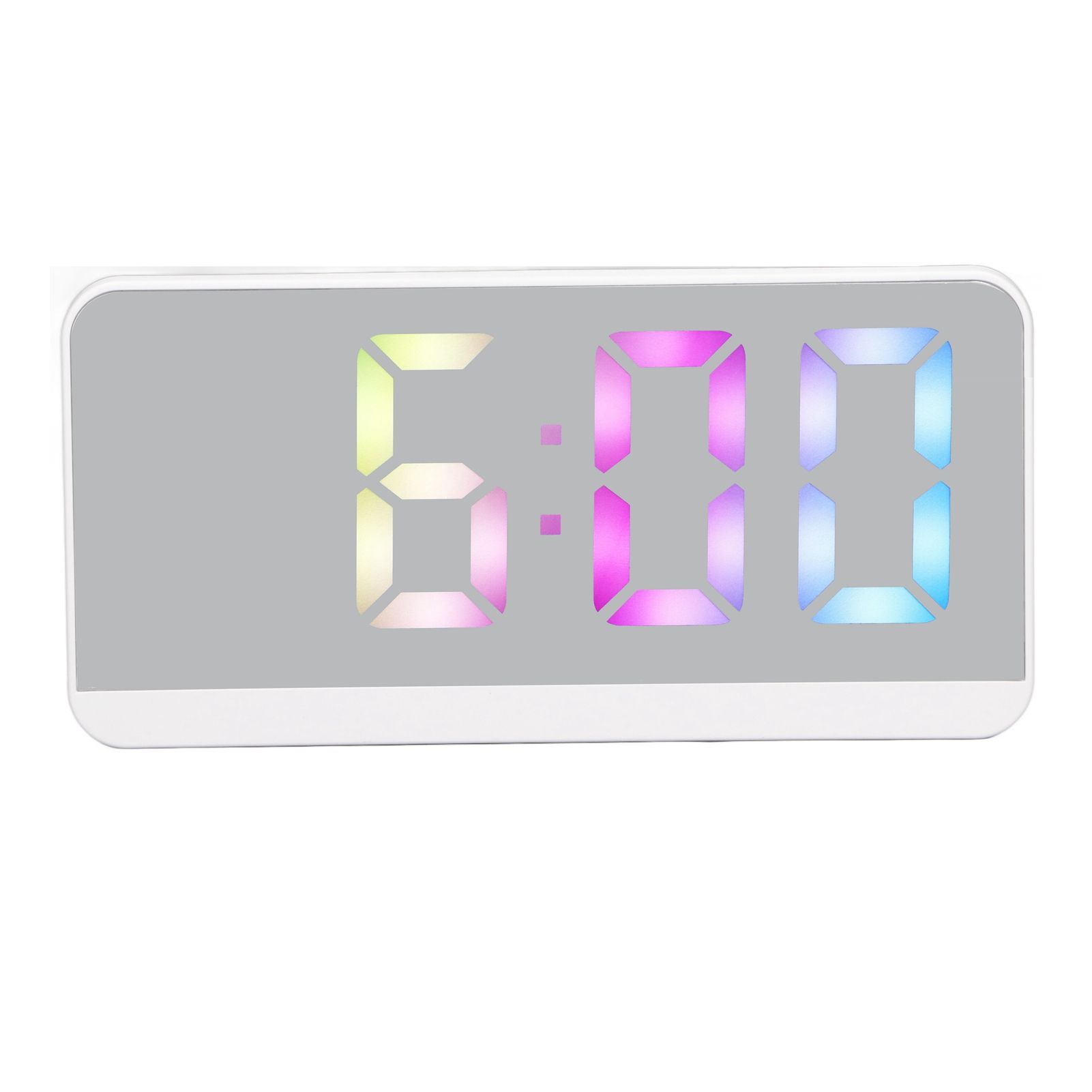 White Digital Alarm Clock with LED Mirror Screen Fashion Electronic Large Screen Clock for Home Bedroom Office - Image 4