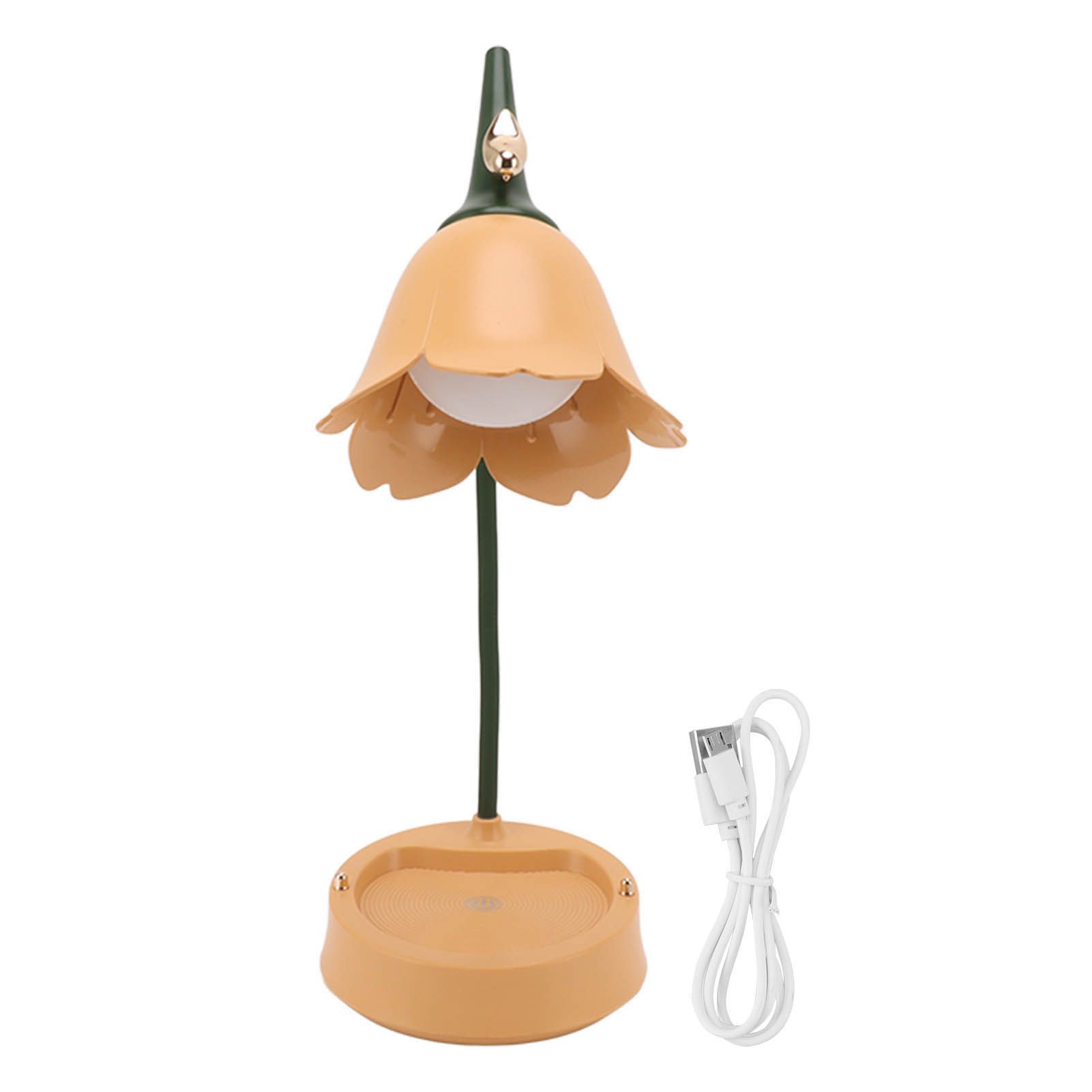 3W LED Touch Desk Lamp 3 Gear Dimmable Foldable Petal Shape Desktop Table Light USB 5V Orange - Image 1