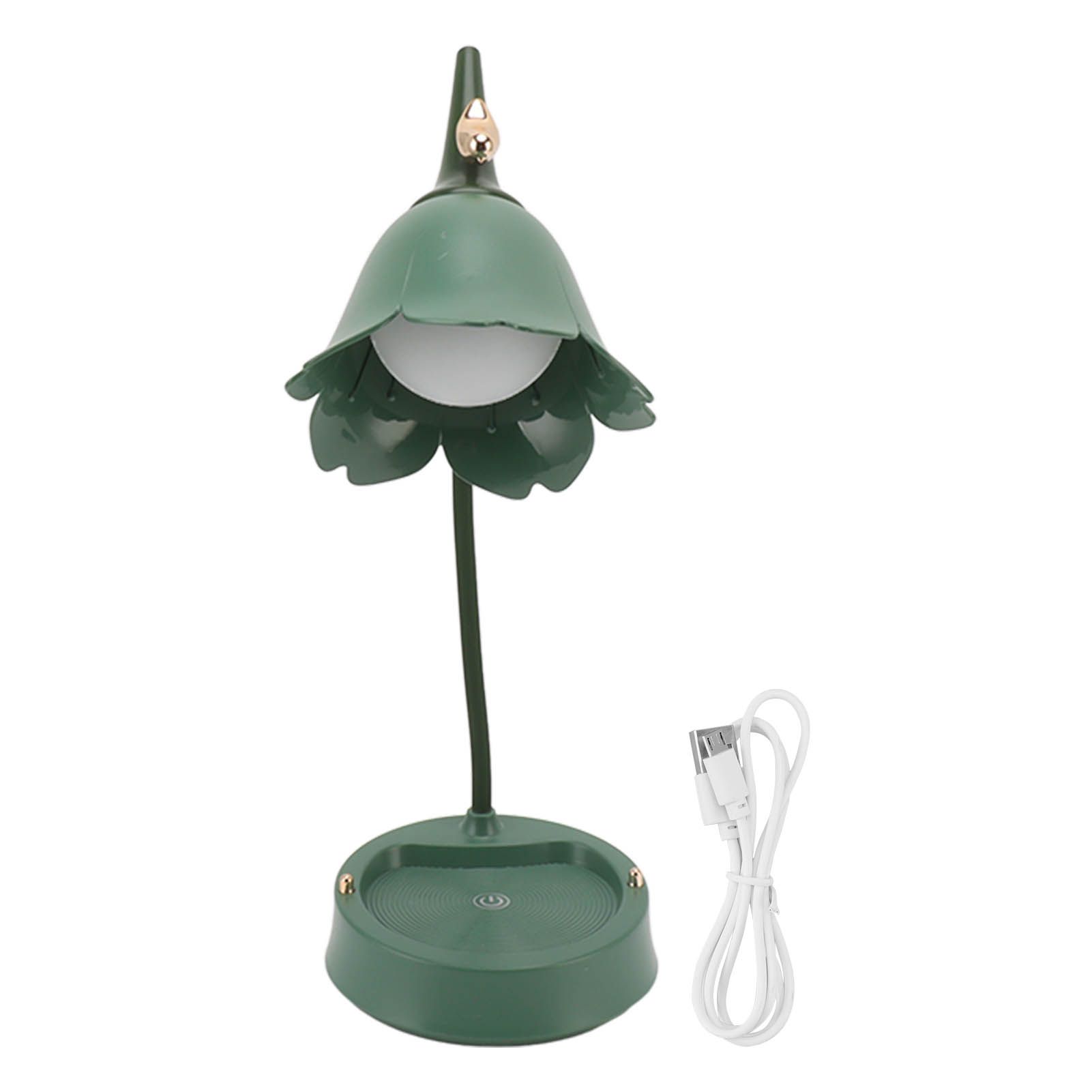 3W LED Touch Desk Lamp 3 Gear Dimmable Foldable Petal Shape Desktop Table Light USB 5V Green - Image 1