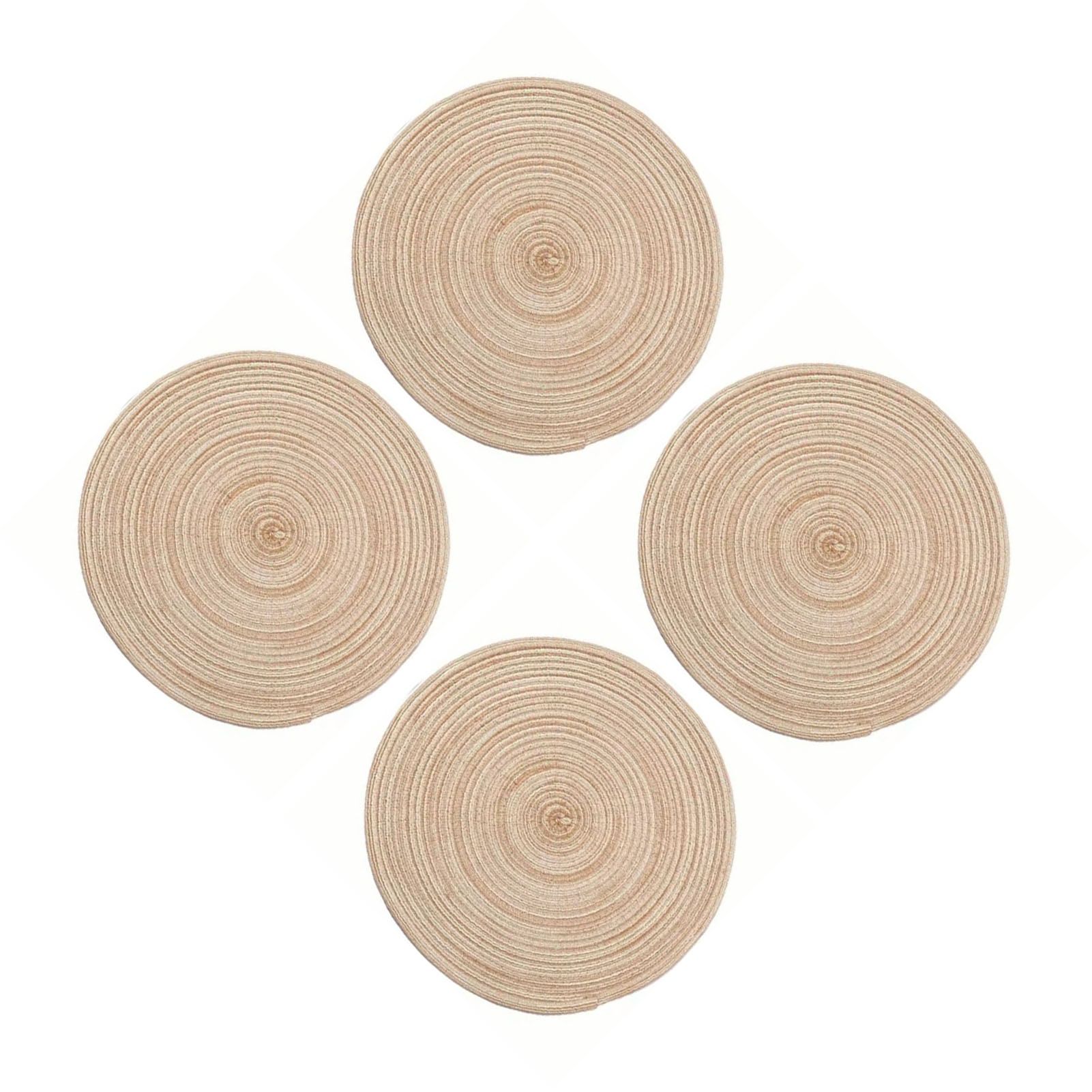 4Pcs Circular Cup Mat Braiding Heat Resistant Bowl Plate Mat Nordic Style Insulation Coaster Khaki - Image 3