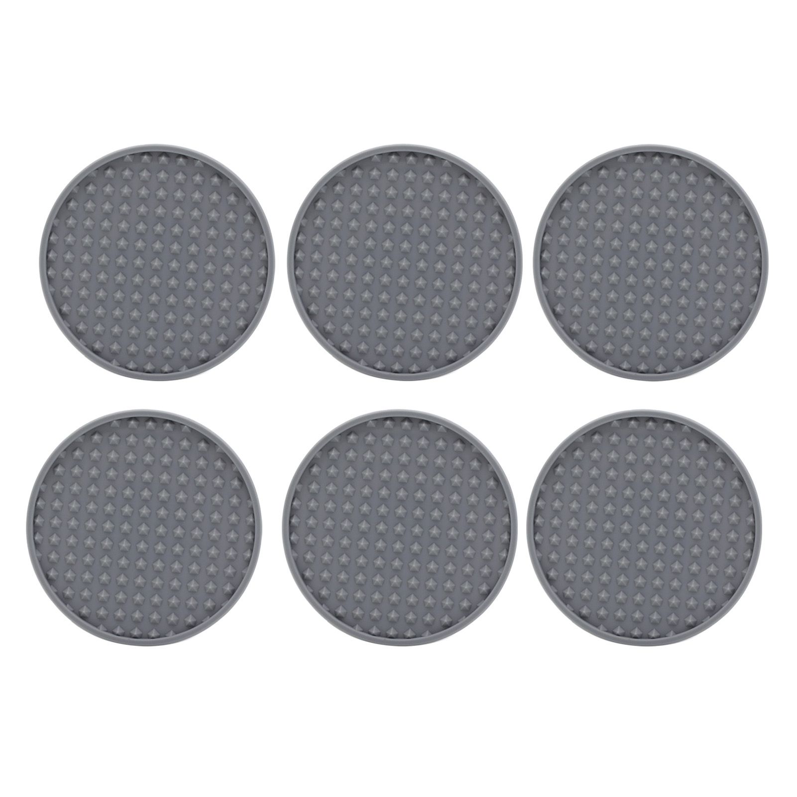 6Pcs Silicone Coaster Set Heat Resistant Prevent Slip Flexible Round Silicone Drink Coaster with Holder for Home Kitchen Grey - Image 2