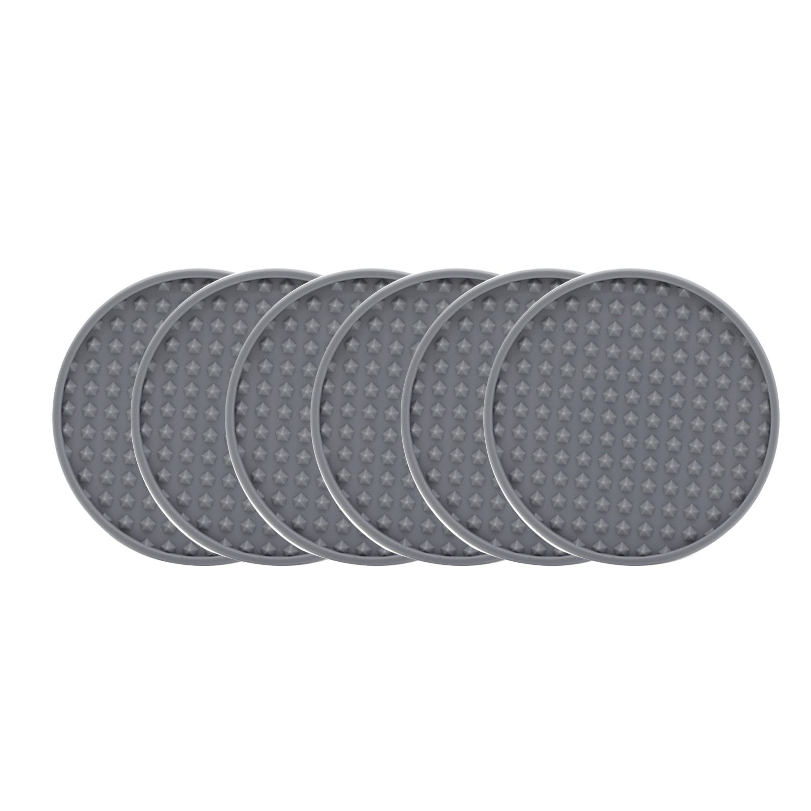 6Pcs Silicone Coaster Set Heat Resistant Prevent Slip Flexible Round Silicone Drink Coaster with Holder for Home Kitchen Grey - Image 3