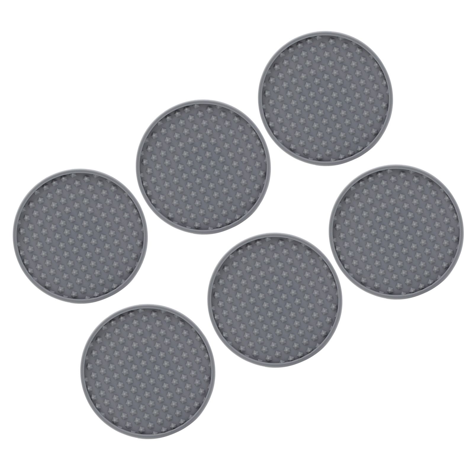 6Pcs Silicone Coaster Set Heat Resistant Prevent Slip Flexible Round Silicone Drink Coaster with Holder for Home Kitchen Grey - Image 4