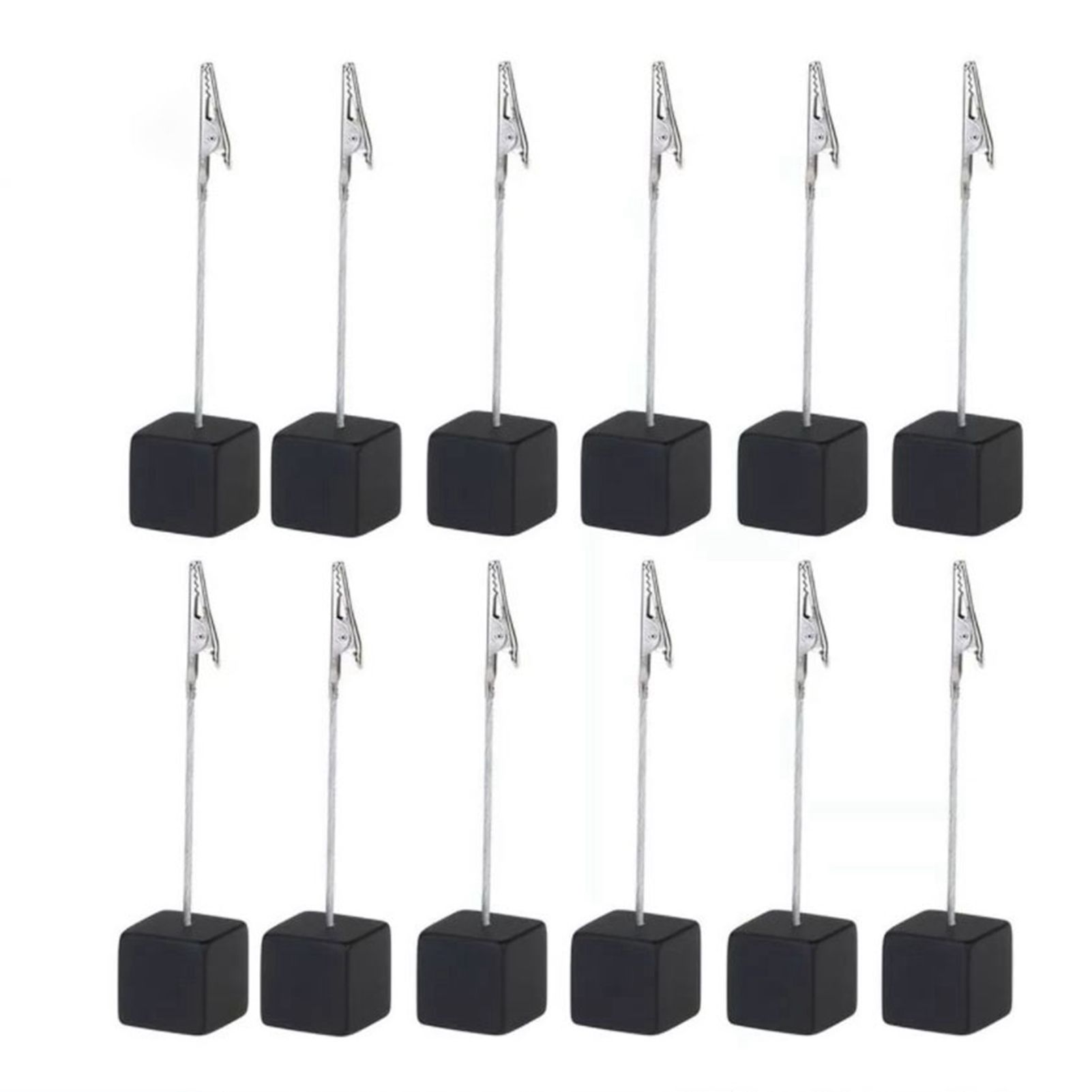 12PCS Card Holder Cube Pine Decorative Table Number Stand Memo Clip Holder for Bedside Decoration Black - Image 2