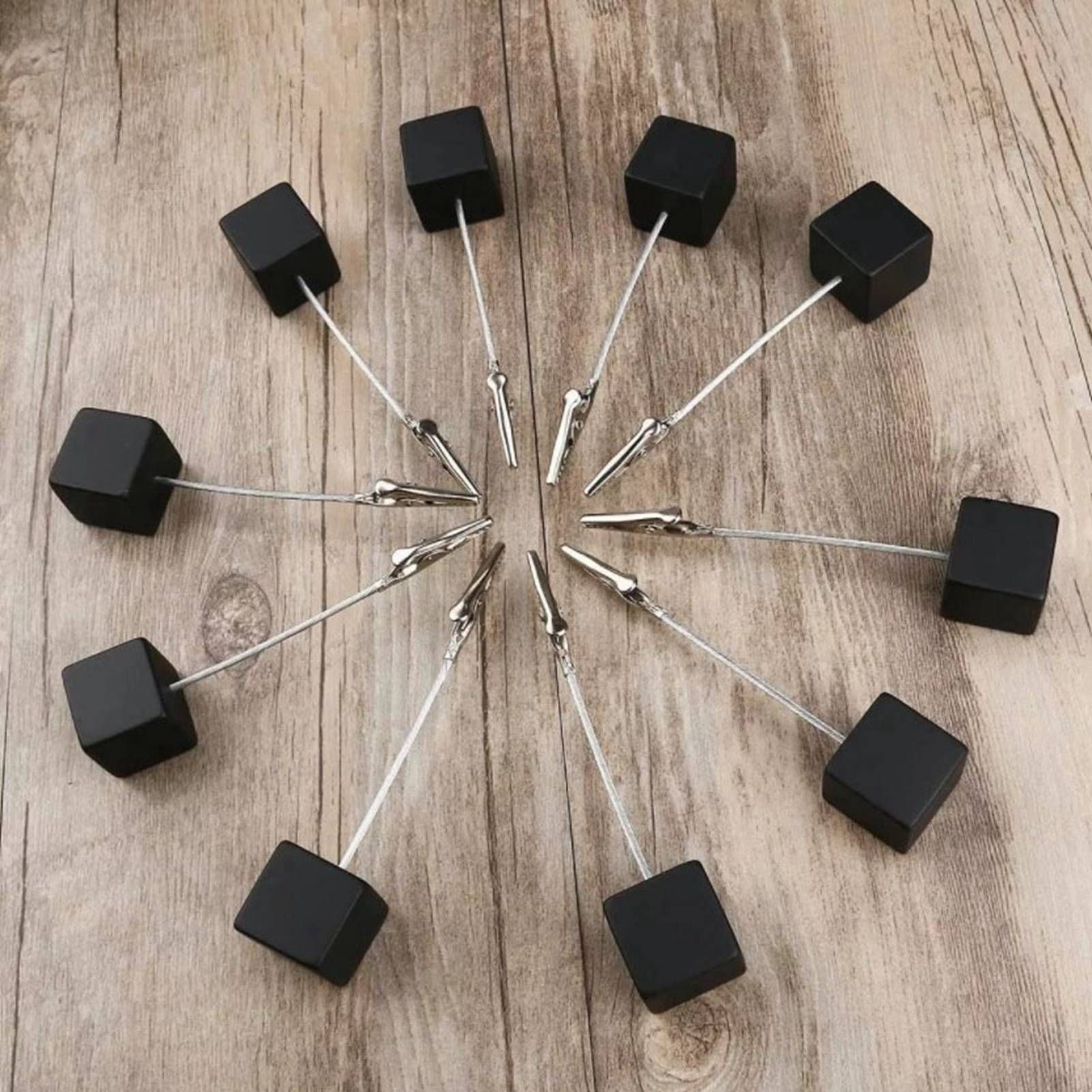 12PCS Card Holder Cube Pine Decorative Table Number Stand Memo Clip Holder for Bedside Decoration Black - Image 6