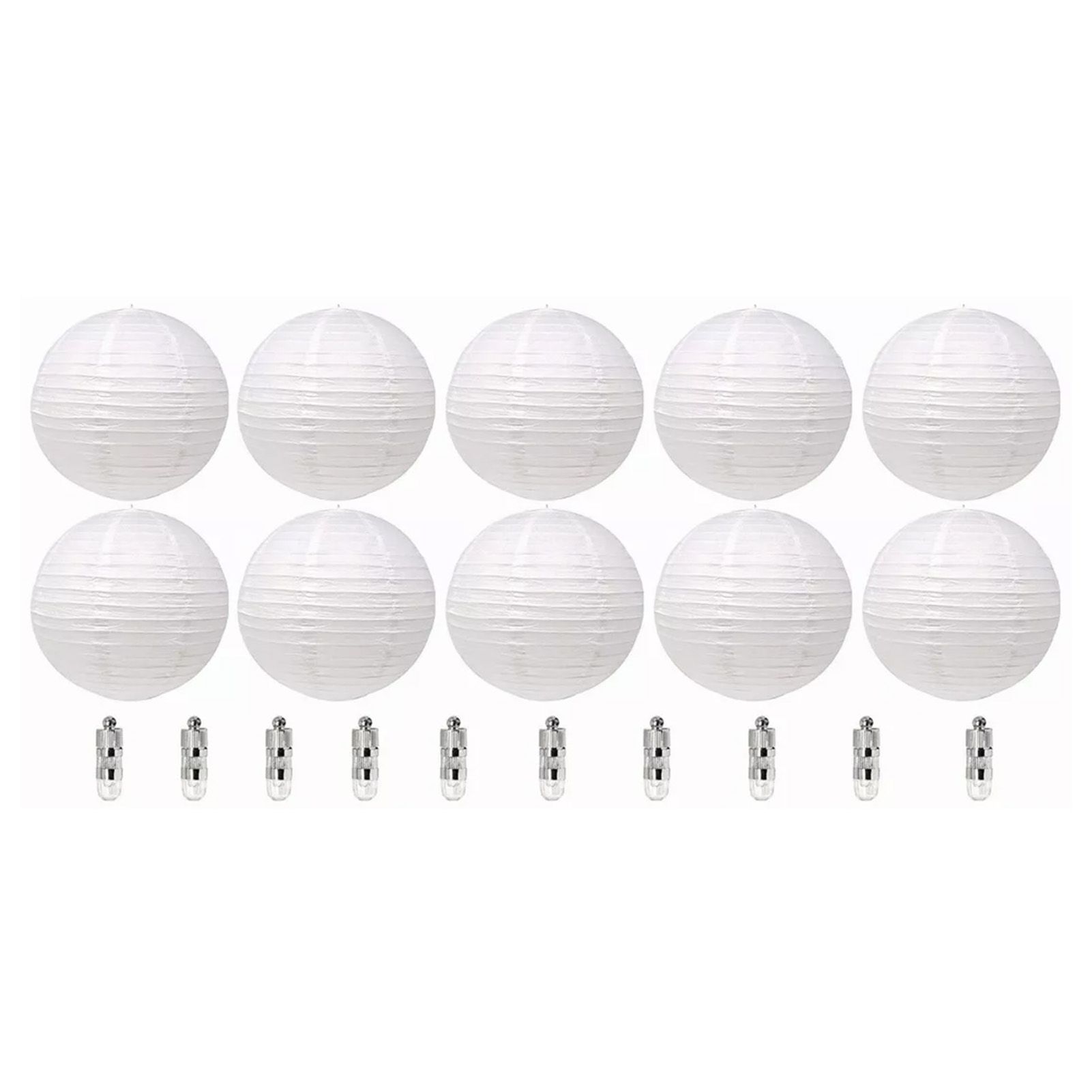 Chinese White Paper Lantern Decorative Round Paper Lanterns with 10 LED Lights for Wedding Party Christmas Party Decor - Image 1