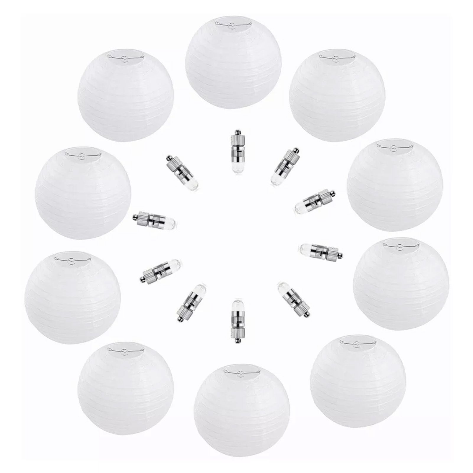 Chinese White Paper Lantern Decorative Round Paper Lanterns with 10 LED Lights for Wedding Party Christmas Party Decor - Image 3