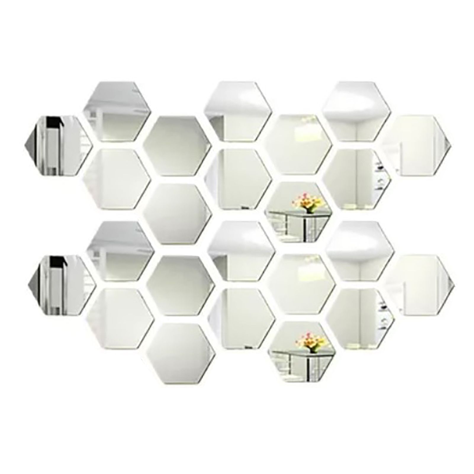 24PCS Hexagon Mirror Wall Stickers Acrylic Sticker Decoration for Home Living Room Bedroom Decor - Image 2