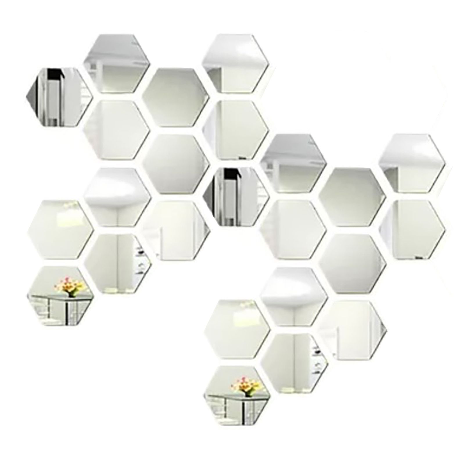 24PCS Hexagon Mirror Wall Stickers Acrylic Sticker Decoration for Home Living Room Bedroom Decor - Image 4