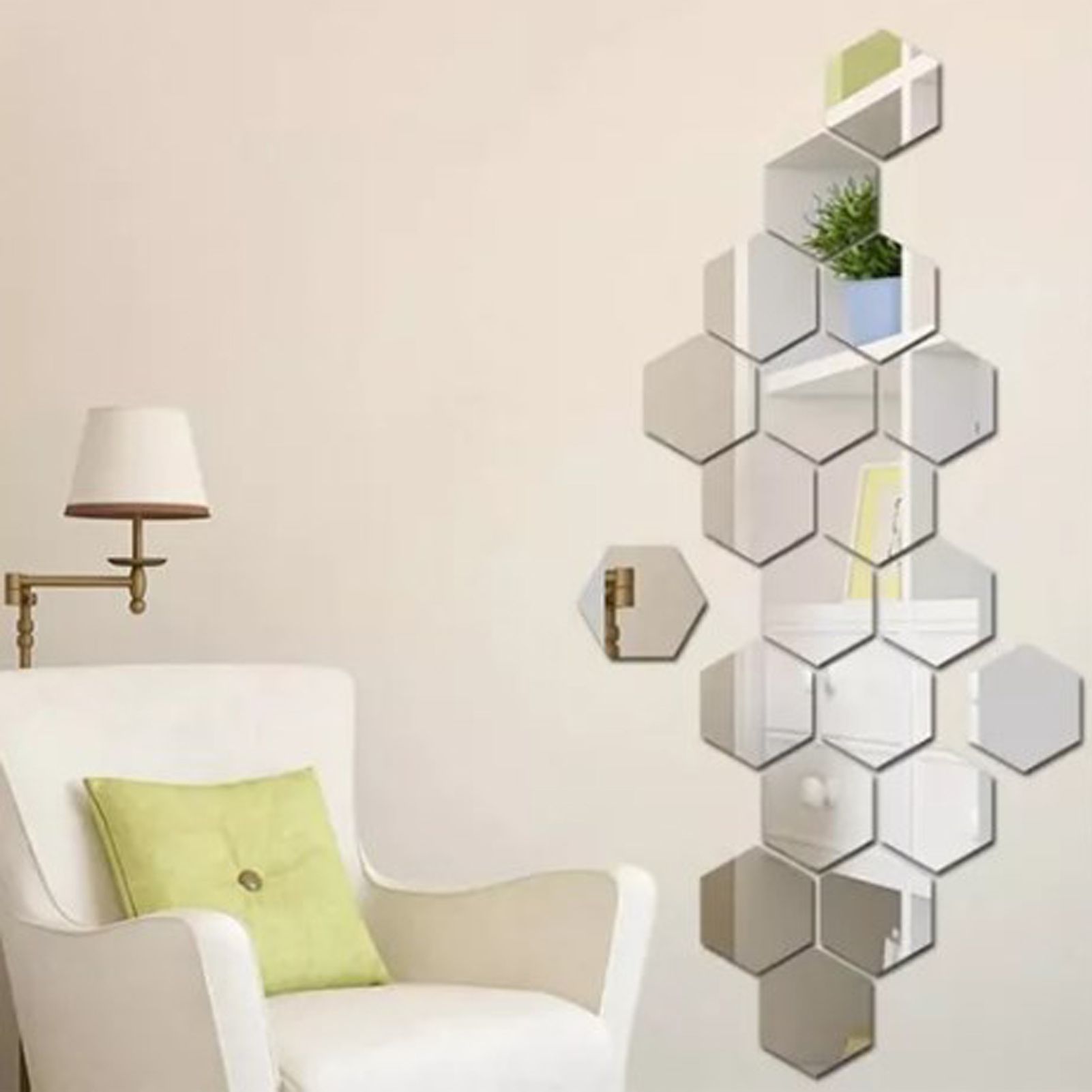 24PCS Hexagon Mirror Wall Stickers Acrylic Sticker Decoration for Home Living Room Bedroom Decor - Image 7