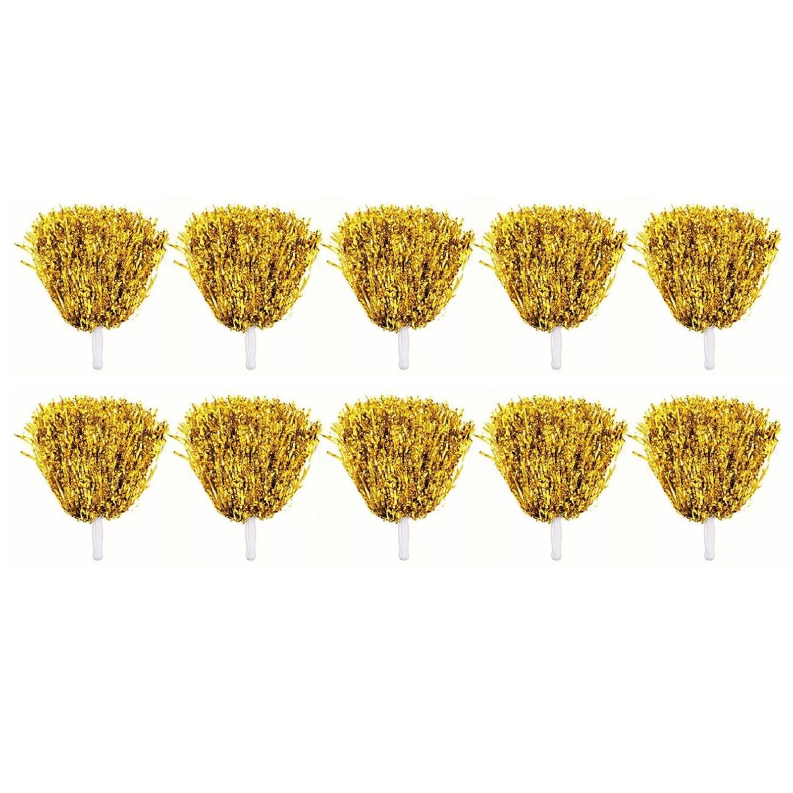 10PCS Cheerleading Pompoms with Straight Handle Reusable Flash Effect Plastic Cheering Poms Ball for Basketball Baseball - Image 4