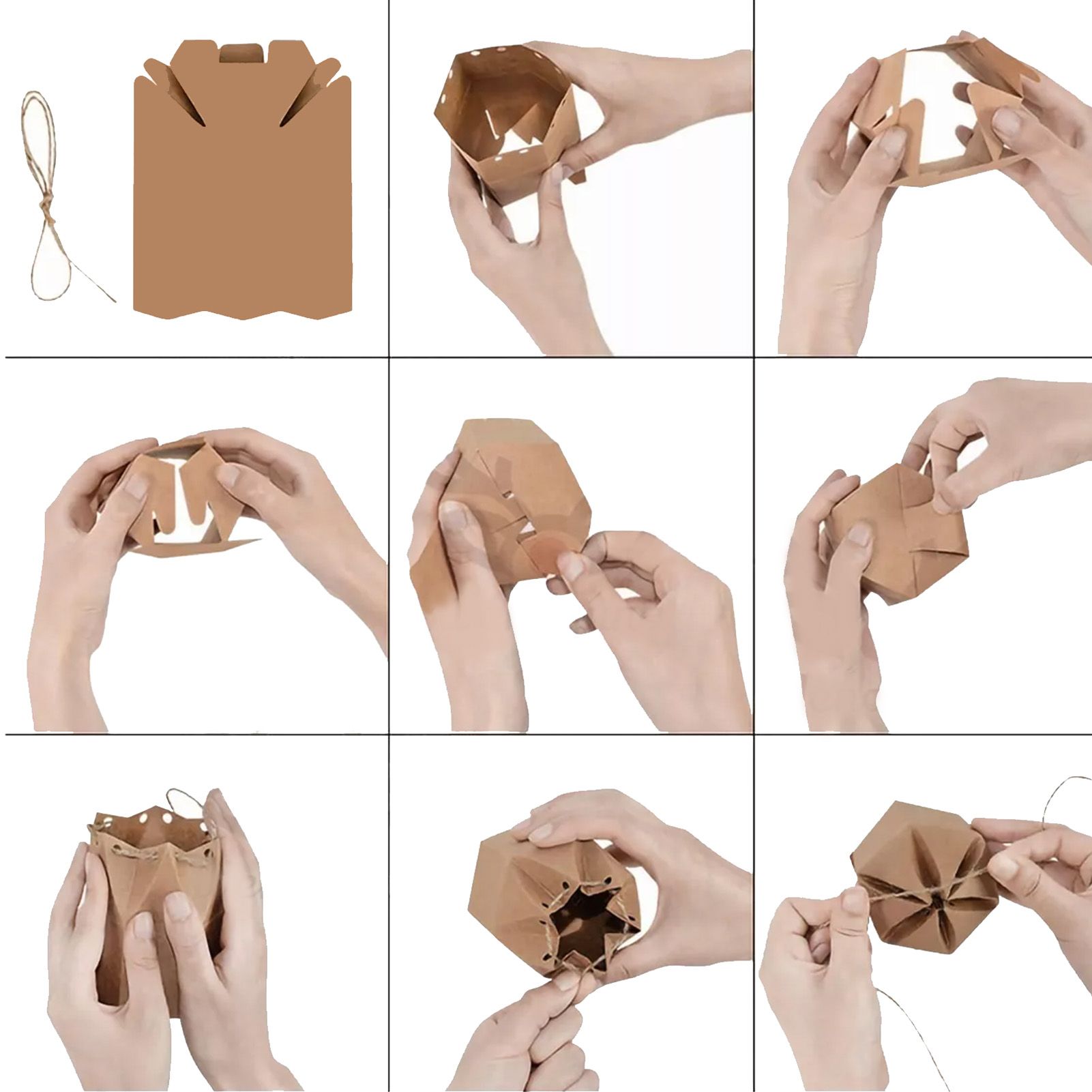 50Pcs Hexagonal Candy Treat Box Exquisite Gift Packaging Box for Wedding Birthday Party Baby Shower Brown Paper - Image 4