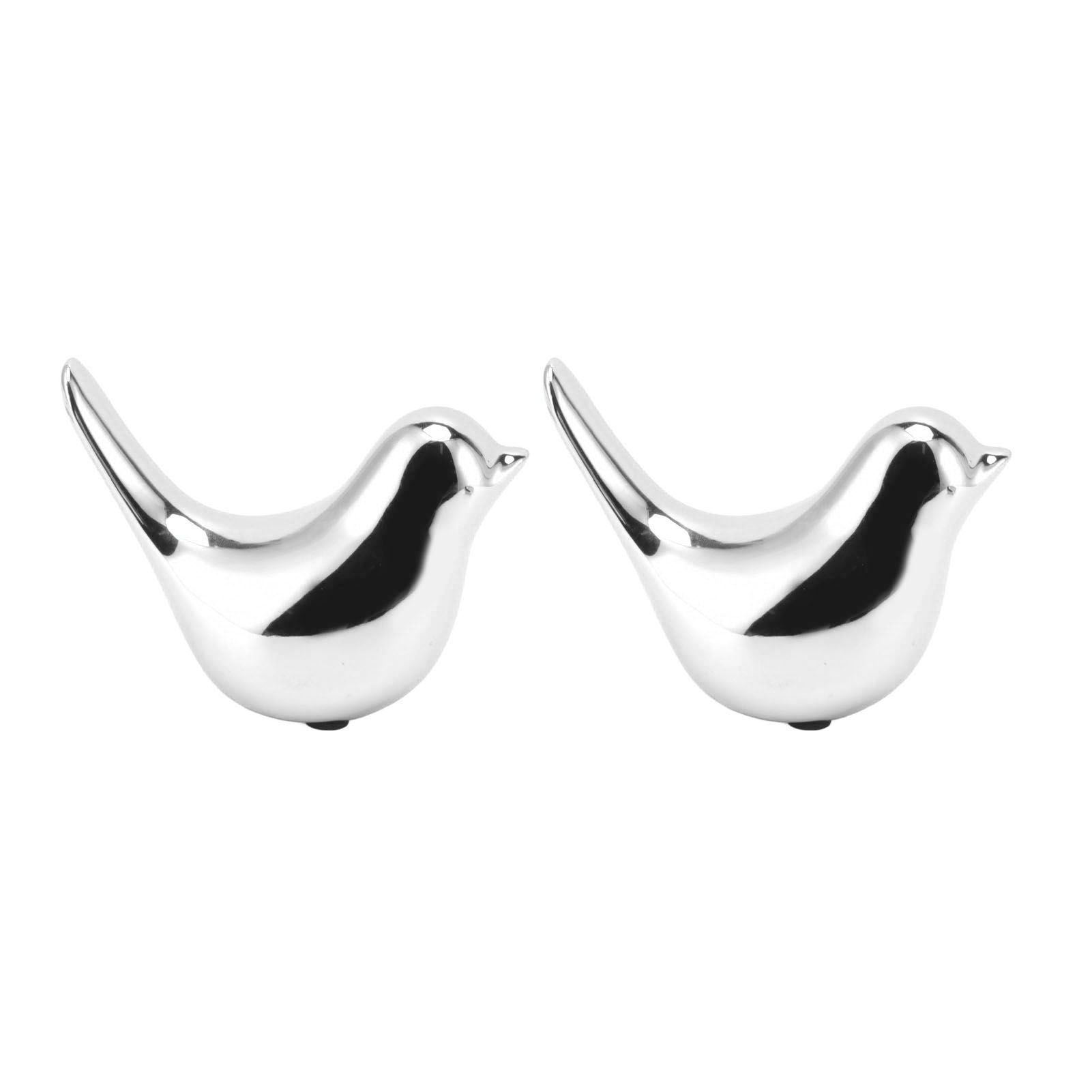 2Pcs Electroplated Ceramic Bird Decoration Nordic Style Modern Abstract Bird Figurine Home Desktop Decoration Gifts Silver Plated Large - Image 5