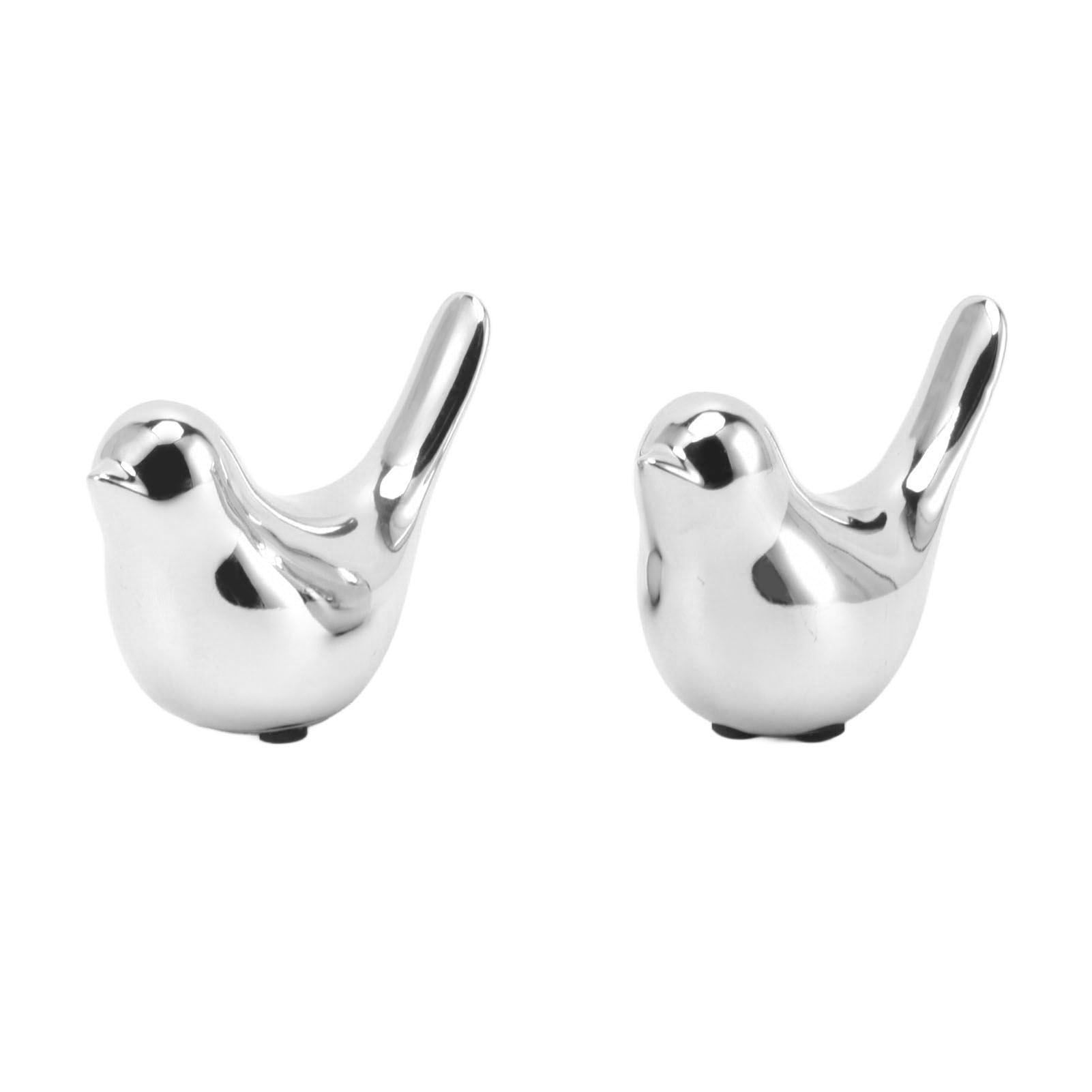 2Pcs Electroplated Ceramic Bird Decoration Nordic Style Modern Abstract Bird Figurine Home Desktop Decoration Gifts Silver Plated Large - Image 7