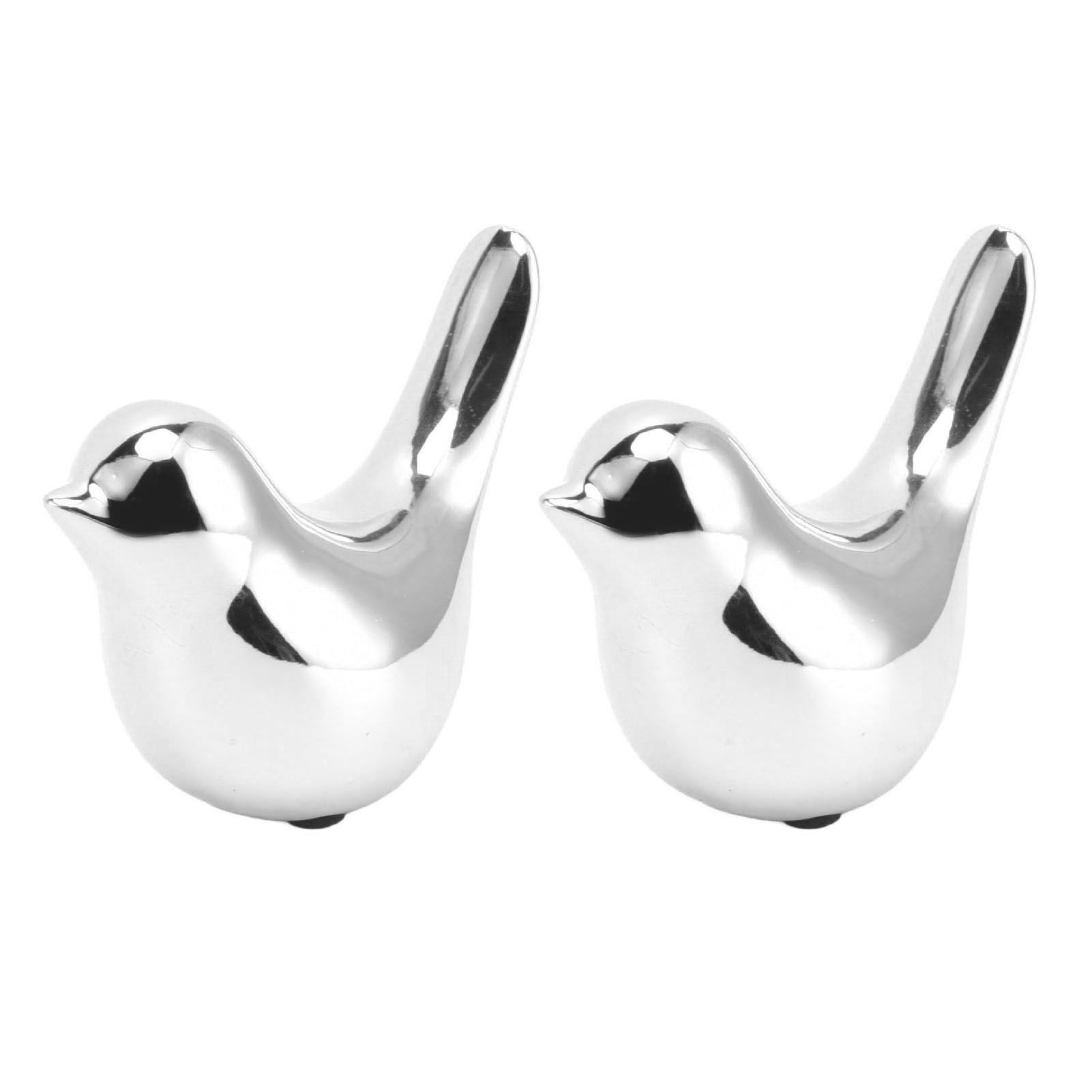 2Pcs Electroplated Ceramic Bird Decoration Nordic Style Modern Abstract Bird Figurine Home Desktop Decoration Gifts Silver Plated Large - Image 8