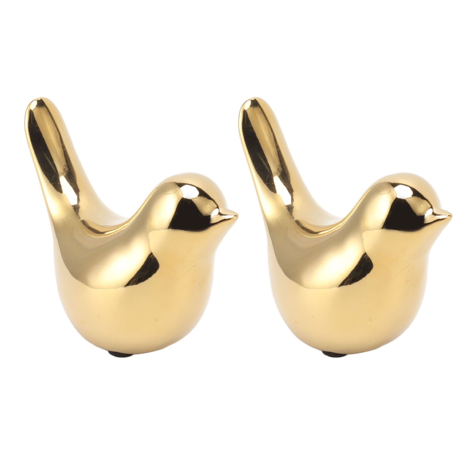 2Pcs Electroplated Ceramic Bird Decoration Nordic Style Modern Abstract Bird Figurine Home Desktop Decoration Gifts Gold Plated Large - Image 1