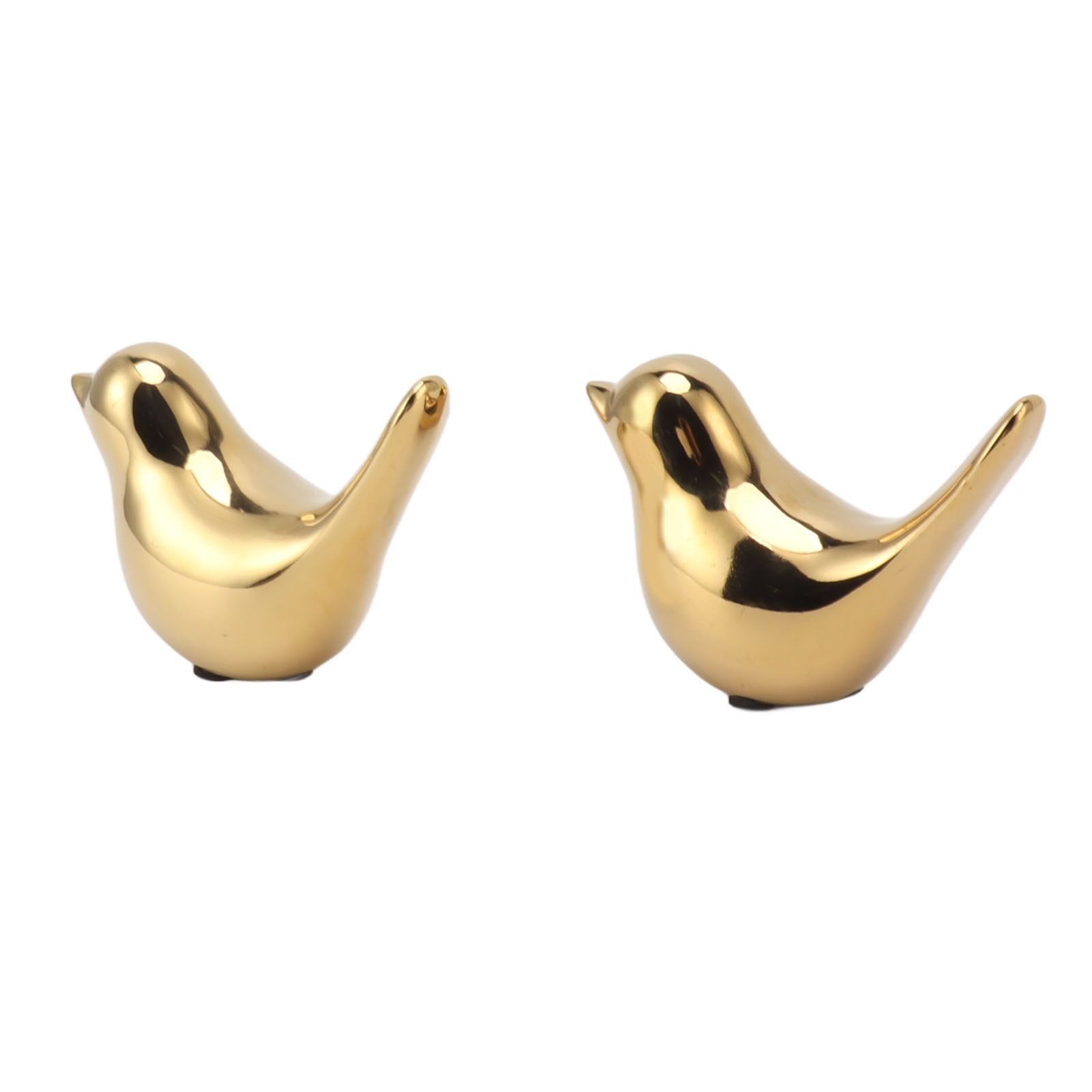 2Pcs Electroplated Ceramic Bird Decoration Nordic Style Modern Abstract Bird Figurine Home Desktop Decoration Gifts Gold Plated Large - Image 2