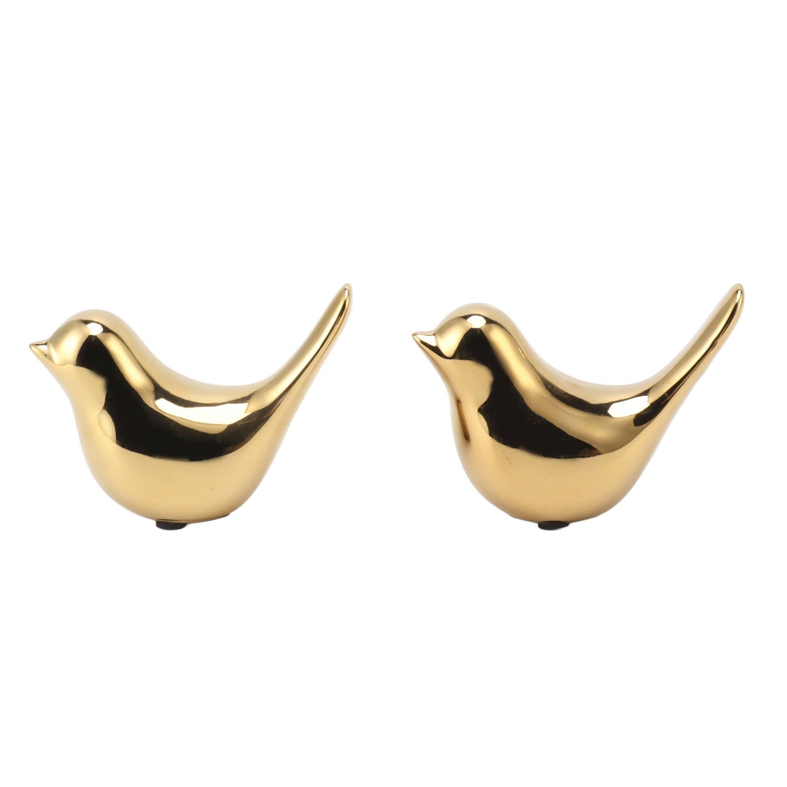 2Pcs Electroplated Ceramic Bird Decoration Nordic Style Modern Abstract Bird Figurine Home Desktop Decoration Gifts Gold Plated Large - Image 3