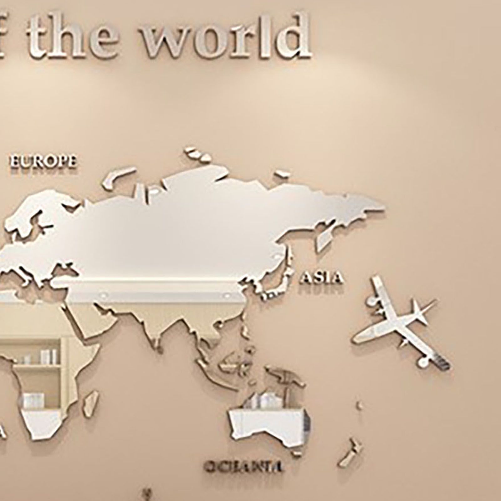 Acrylic Wall Stickers 3D World Map Wall Mirror Sticker for Office Study Living Room Bedroom Silver - Image 8