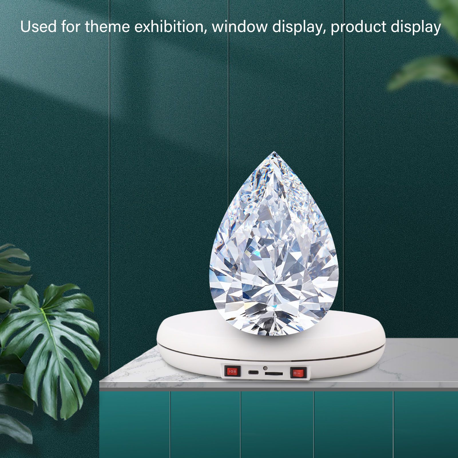 Electric Rotating Display Table LED Light 25cm Noiseless 20kg Load Capacity Turntable Display Stand for Jewelry White - Image 1