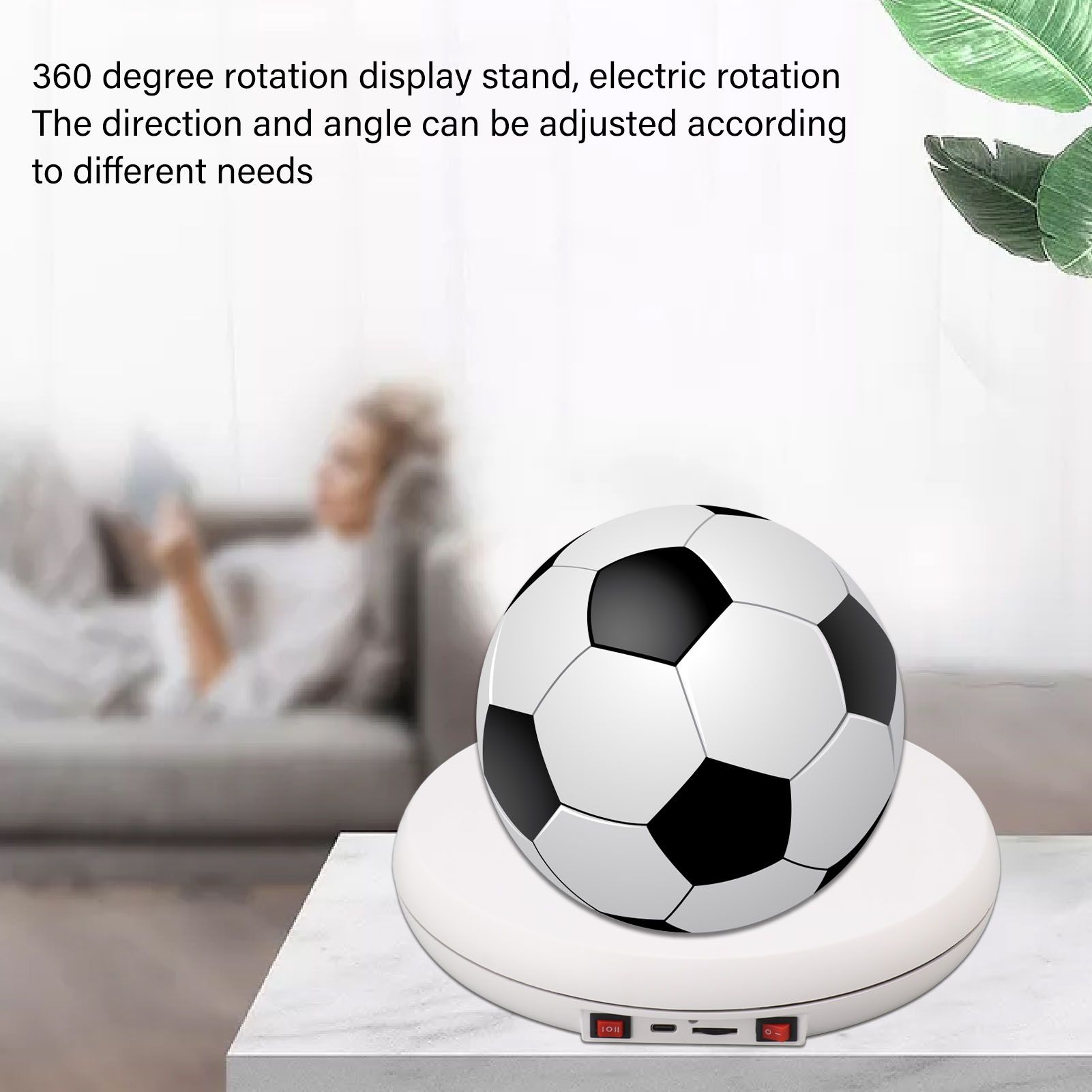 Electric Rotating Display Table LED Light 25cm Noiseless 20kg Load Capacity Turntable Display Stand for Jewelry White - Image 2