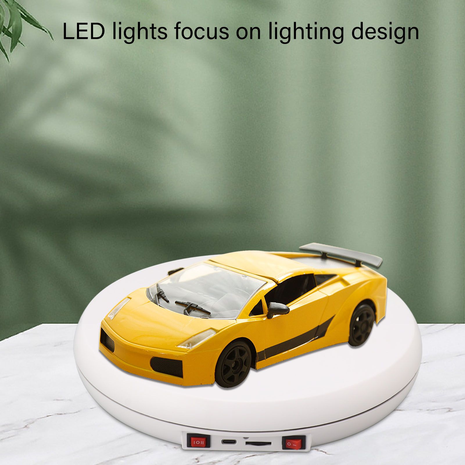 Electric Rotating Display Table LED Light 25cm Noiseless 20kg Load Capacity Turntable Display Stand for Jewelry White - Image 4