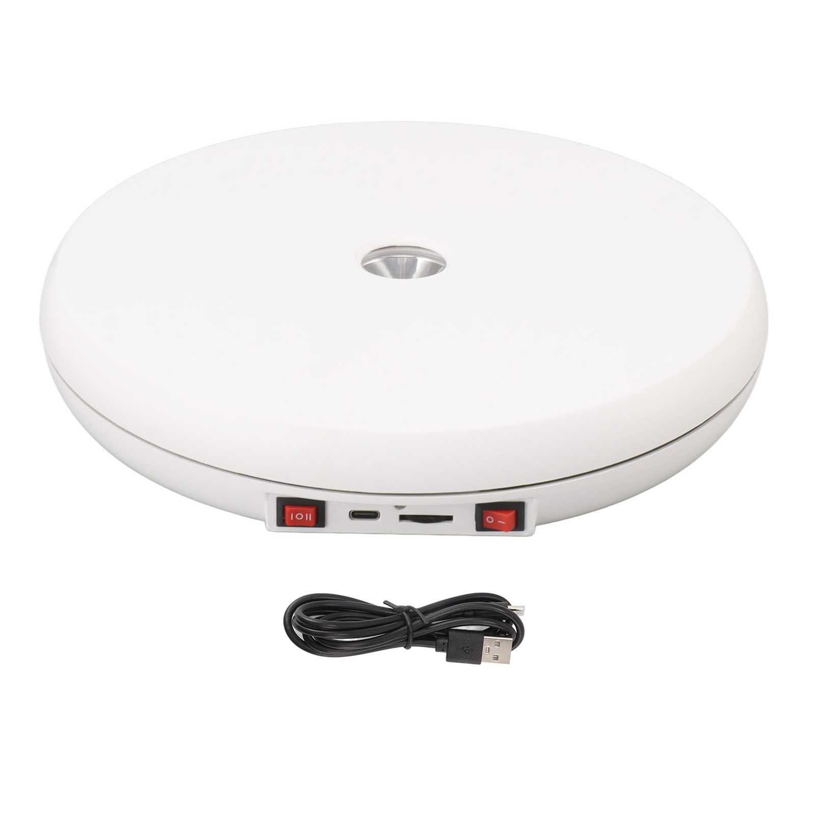 Electric Rotating Display Table LED Light 25cm Noiseless 20kg Load Capacity Turntable Display Stand for Jewelry White - Image 6