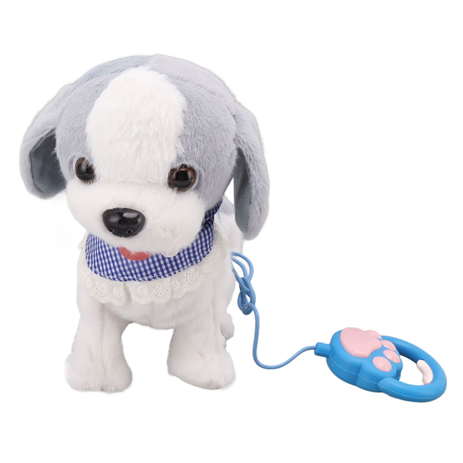 Walking and Barking Puppy Dog Toy Interactive Dancing Electronic Plush Pet with Remote Control Leash for Kids Grey - Image 1