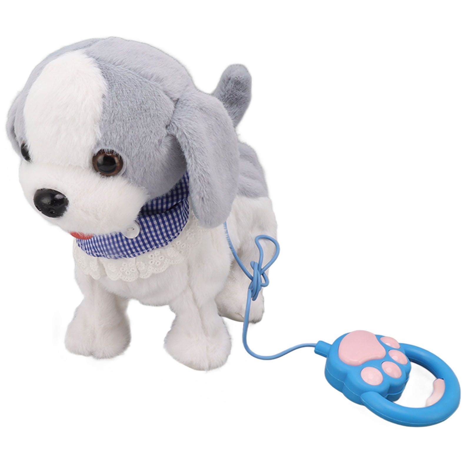 Walking and Barking Puppy Dog Toy Interactive Dancing Electronic Plush Pet with Remote Control Leash for Kids Grey - Image 2
