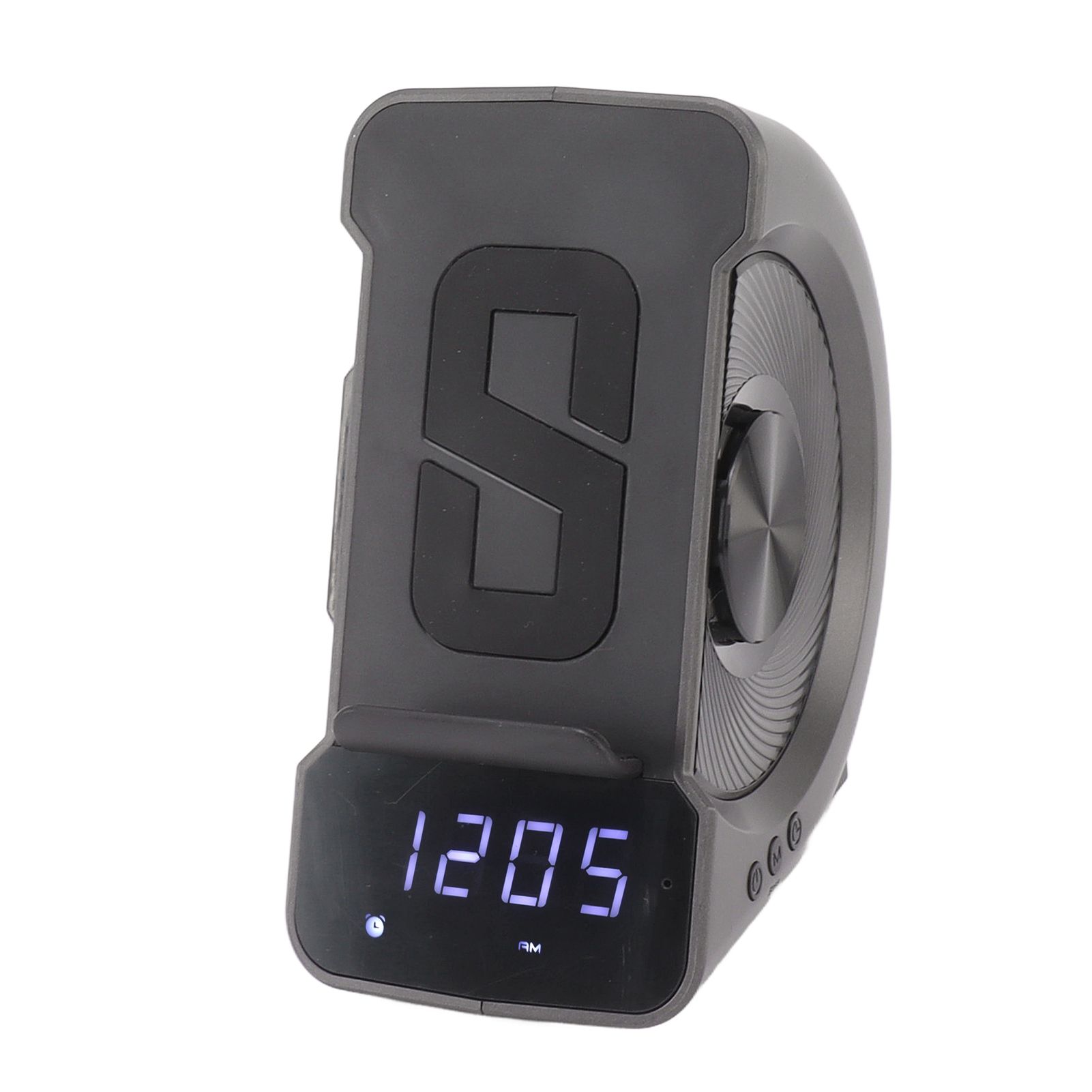 3 in 1 Bluetooth Speaker PC ABS Alarm Clock with Wireless Charging for Bedside 10W Grey - Image 2