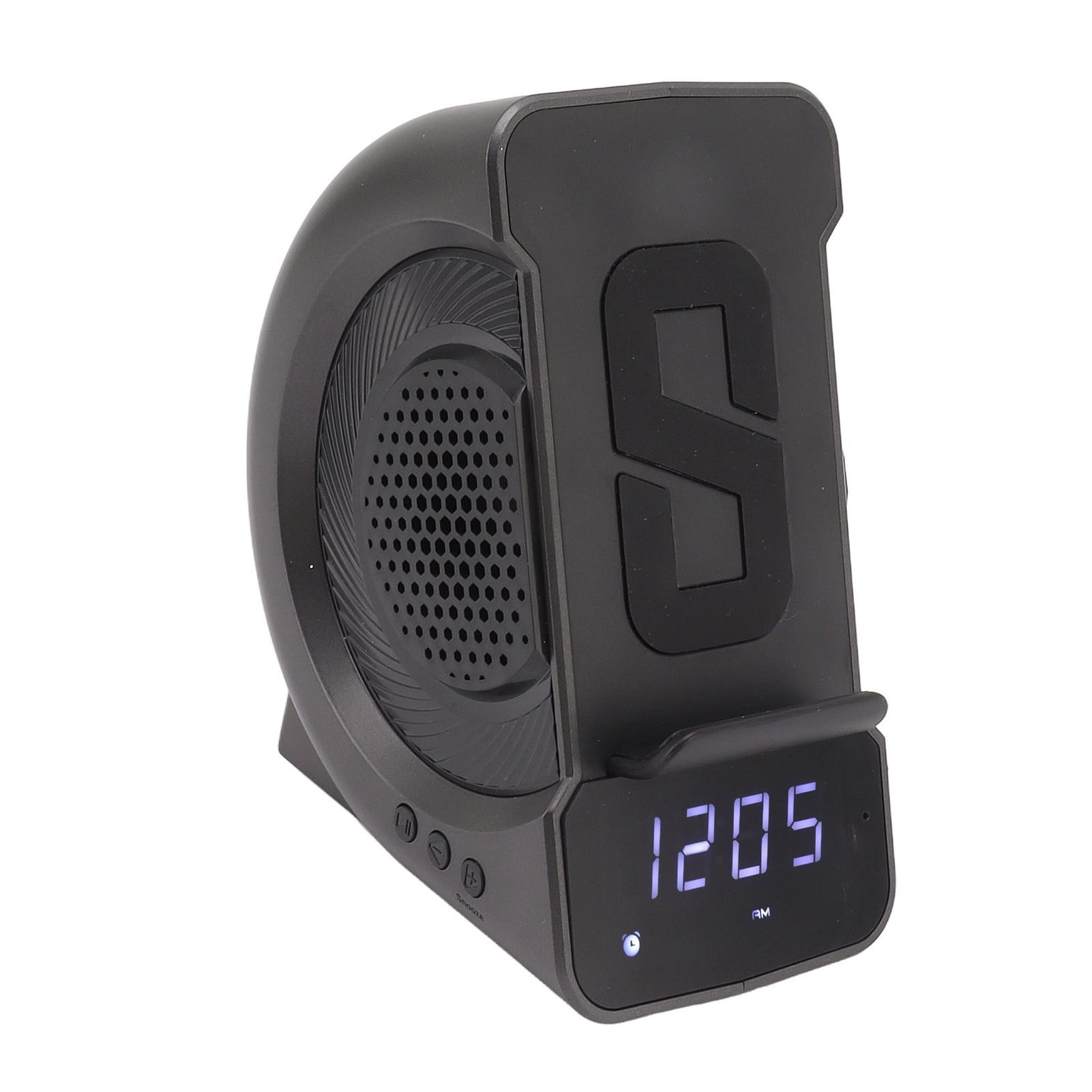3 in 1 Bluetooth Speaker PC ABS Alarm Clock with Wireless Charging for Bedside 10W Grey - Image 4