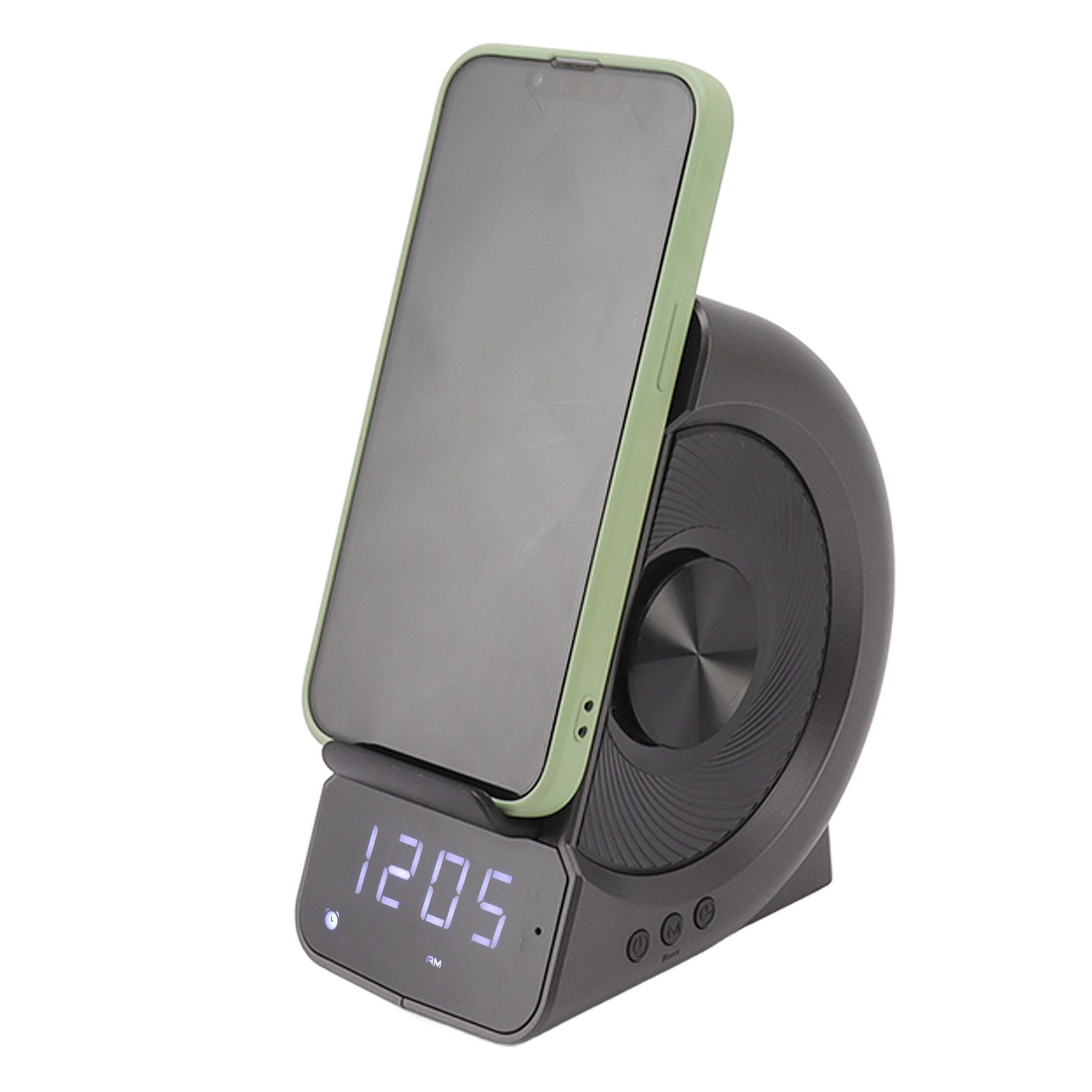 3 in 1 Bluetooth Speaker PC ABS Alarm Clock with Wireless Charging for Bedside 10W Grey - Image 8