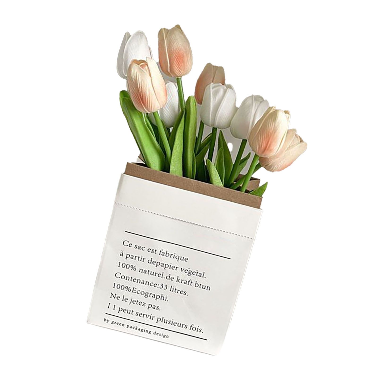 Artificial Flowers Tulipa Style Fine Details Colorfast Vibrant Colors Plastic Flowers for Office Living Room Photography White and Champagne - Image 2