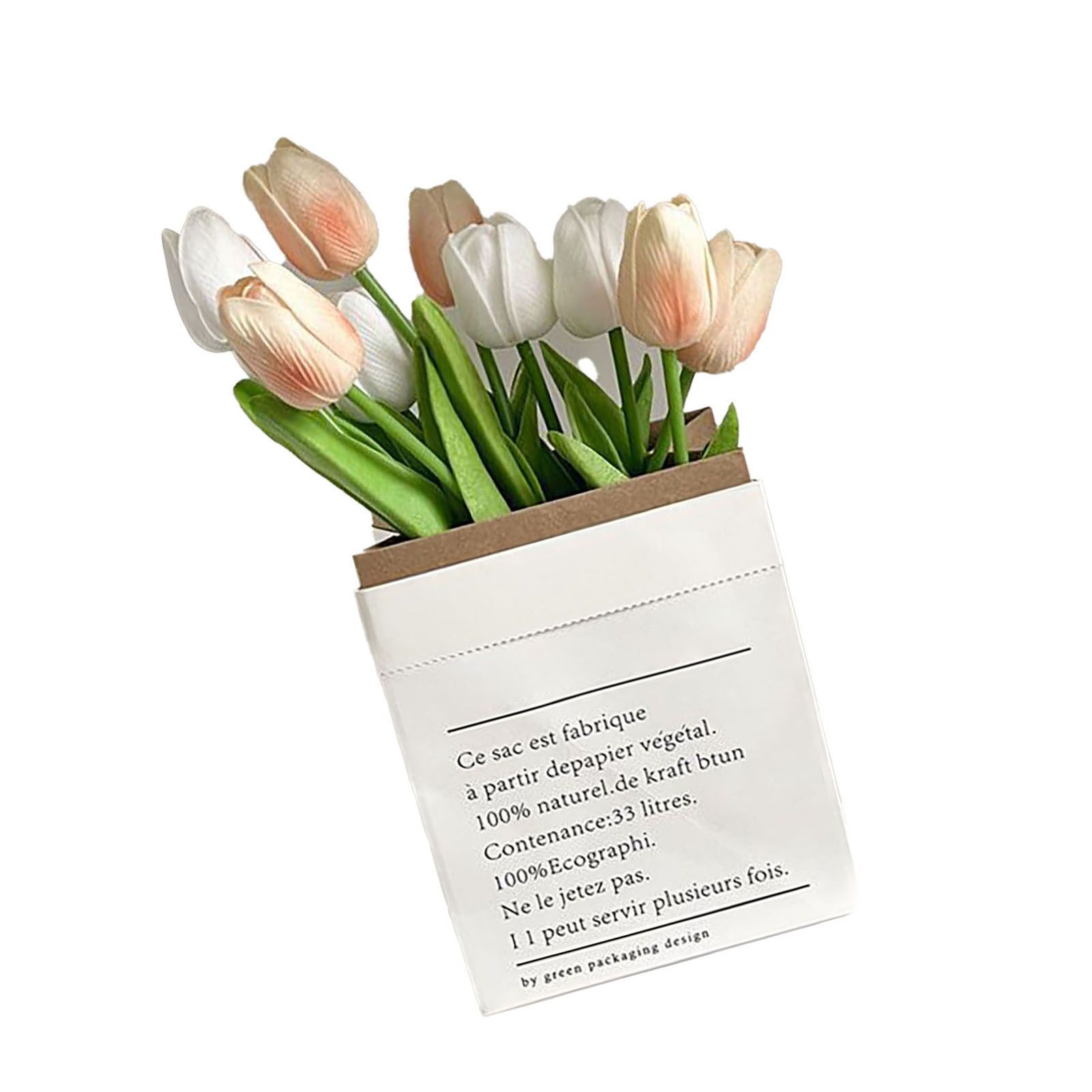 Artificial Flowers Tulipa Style Fine Details Colorfast Vibrant Colors Plastic Flowers for Office Living Room Photography White and Champagne - Image 3