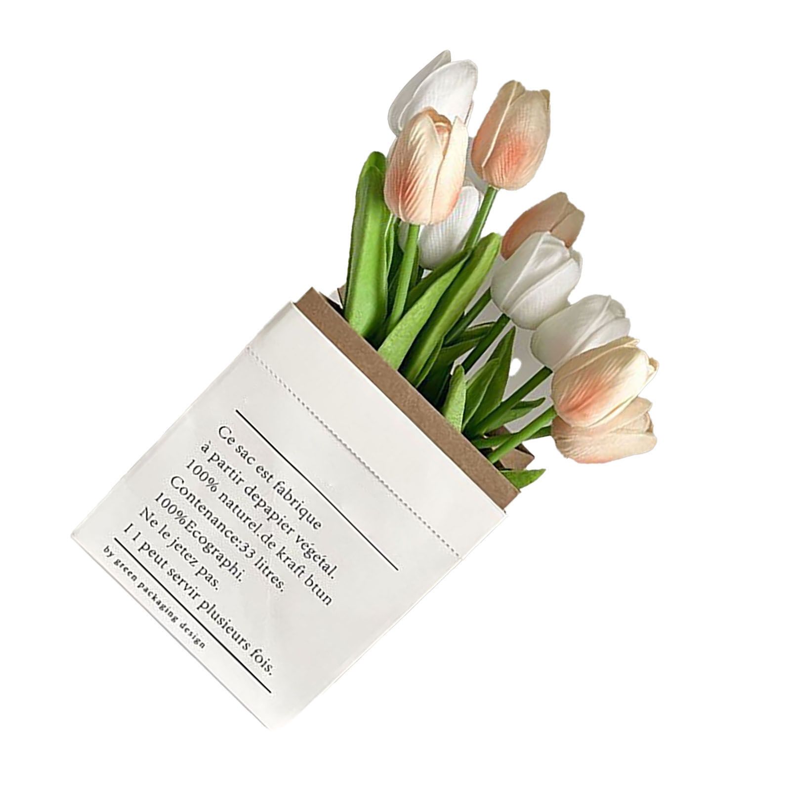 Artificial Flowers Tulipa Style Fine Details Colorfast Vibrant Colors Plastic Flowers for Office Living Room Photography White and Champagne - Image 4