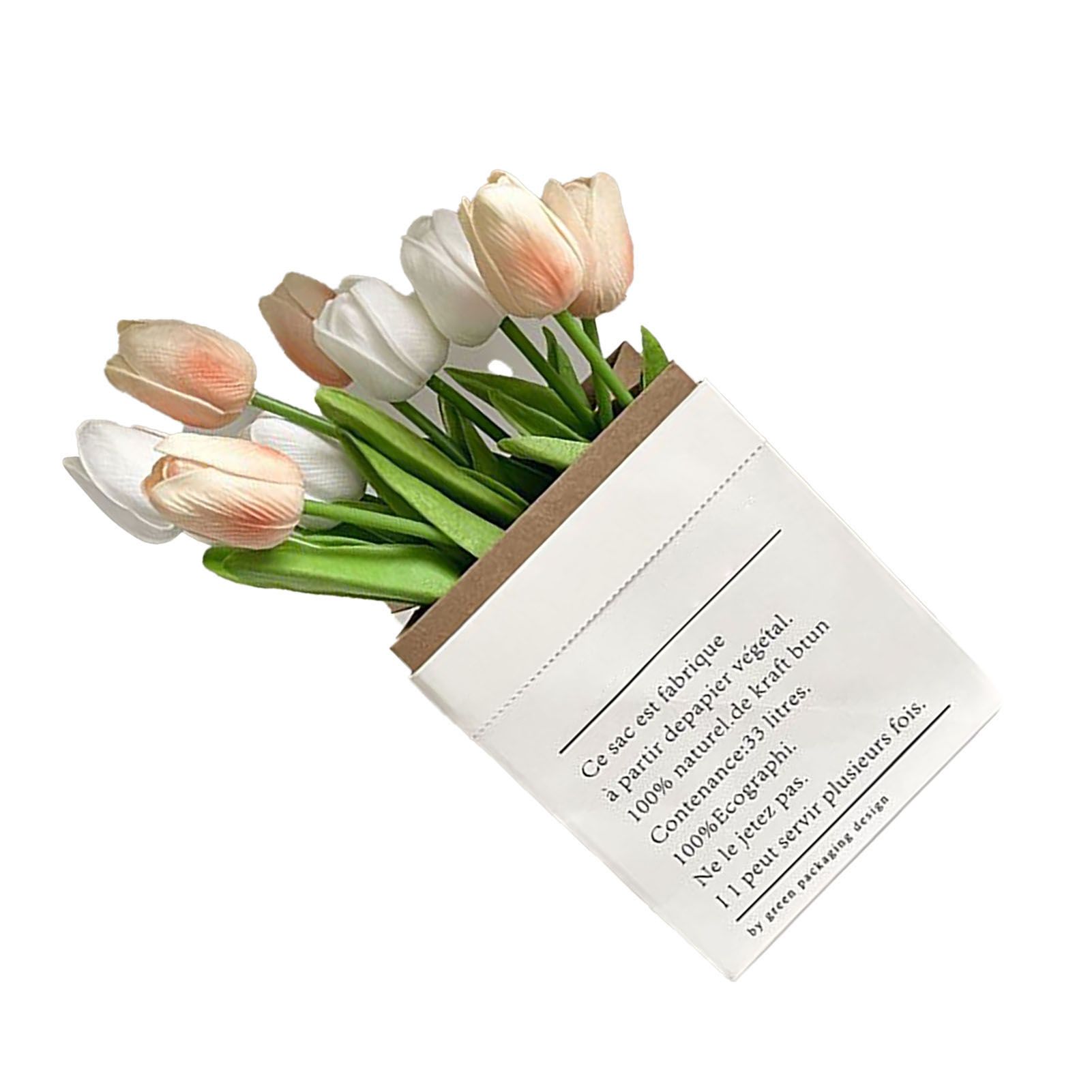 Artificial Flowers Tulipa Style Fine Details Colorfast Vibrant Colors Plastic Flowers for Office Living Room Photography White and Champagne - Image 5
