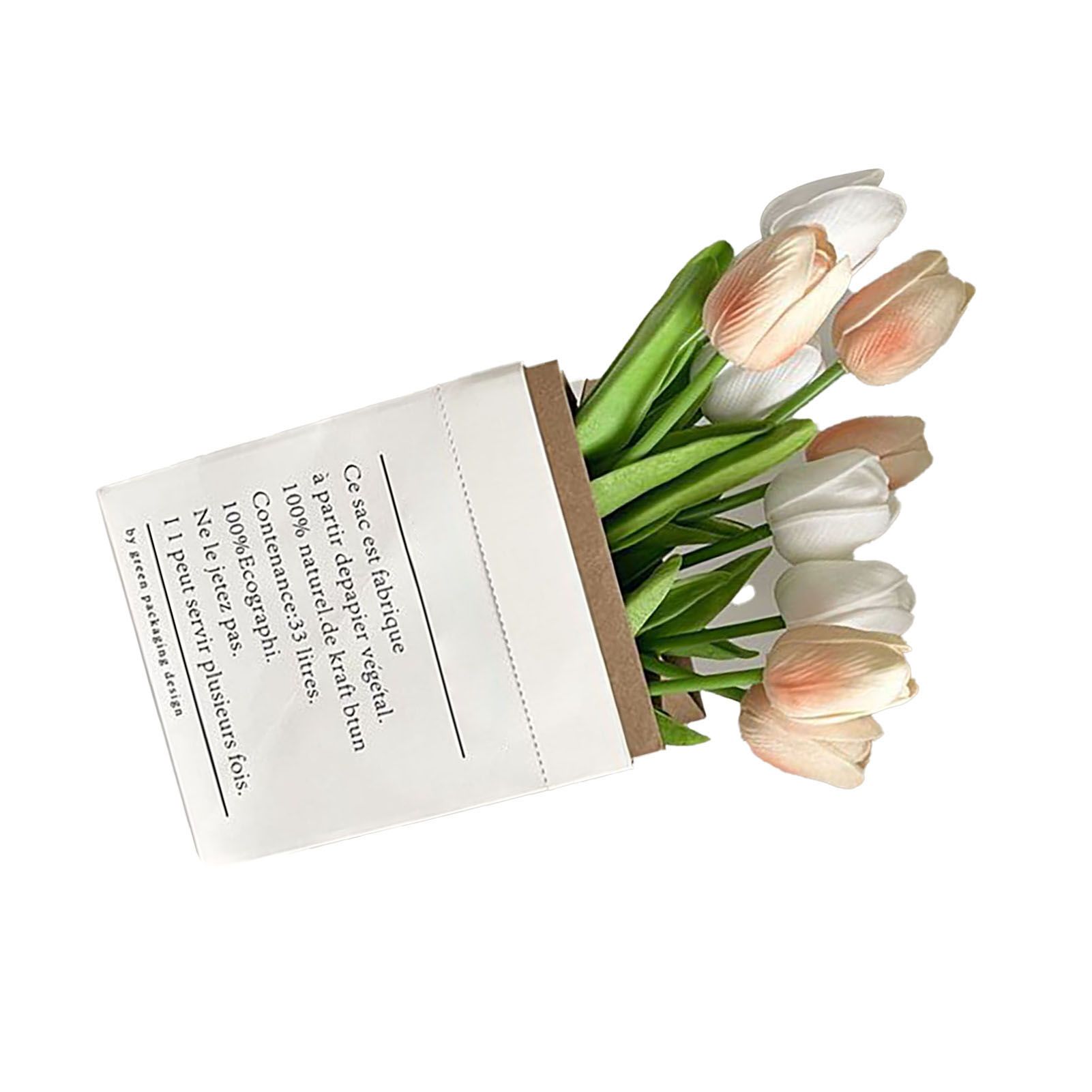 Artificial Flowers Tulipa Style Fine Details Colorfast Vibrant Colors Plastic Flowers for Office Living Room Photography White and Champagne - Image 6