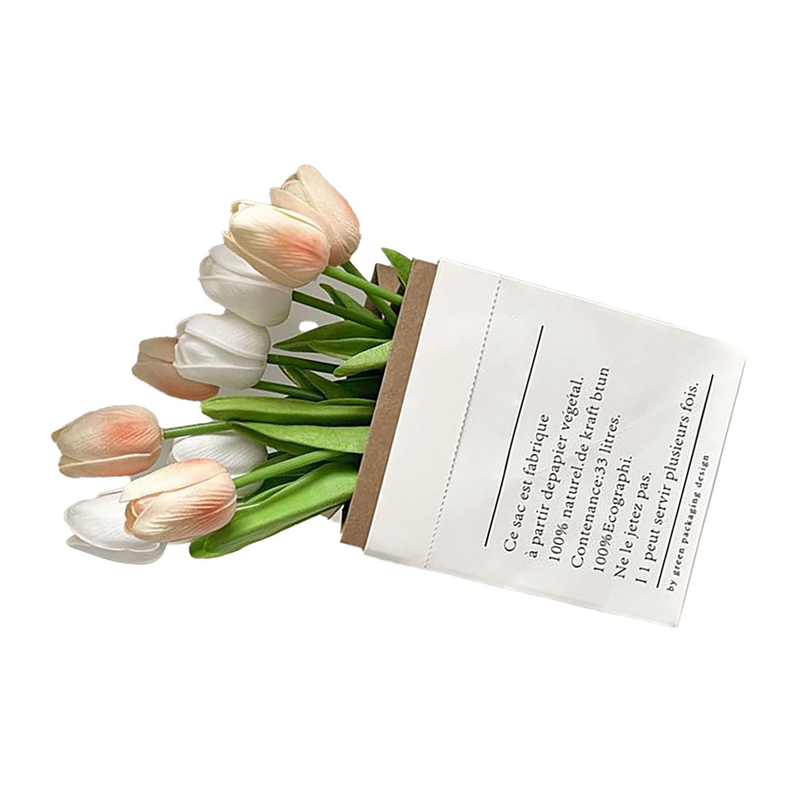 Artificial Flowers Tulipa Style Fine Details Colorfast Vibrant Colors Plastic Flowers for Office Living Room Photography White and Champagne - Image 7