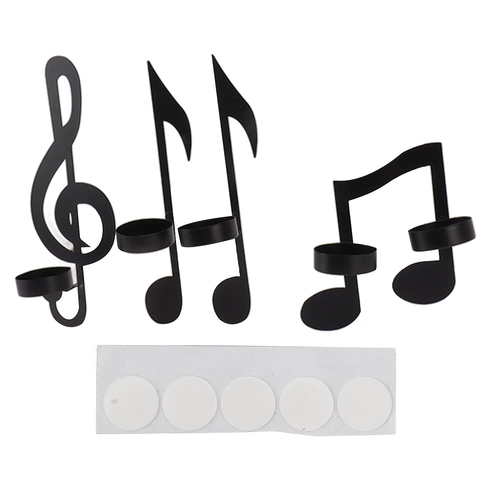 4Pcs Unique Iron Black Music Note Wall Sconce Candle Holder Wall Mount Hanging Tea Light Candle Decor - Image 1