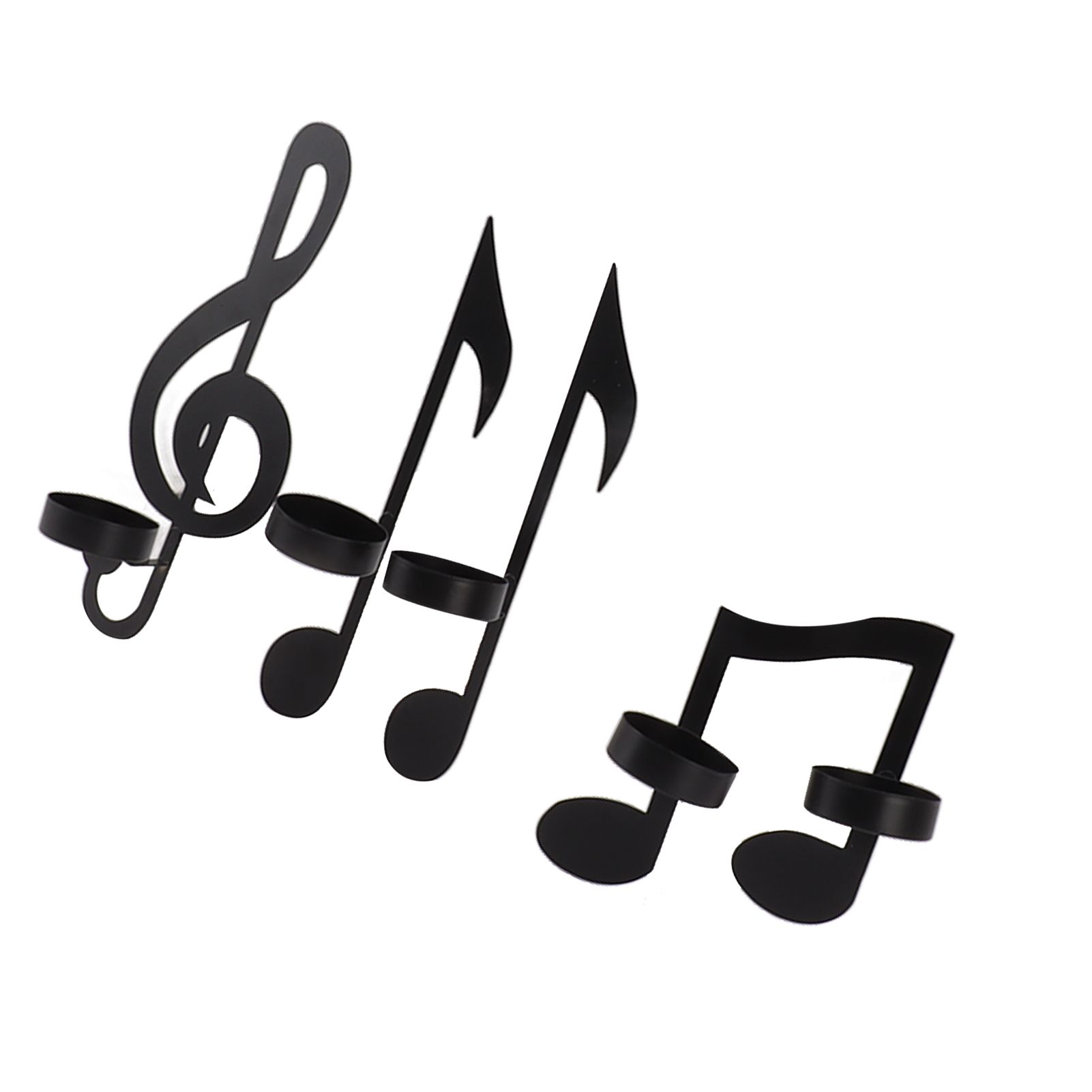 4Pcs Unique Iron Black Music Note Wall Sconce Candle Holder Wall Mount Hanging Tea Light Candle Decor - Image 5