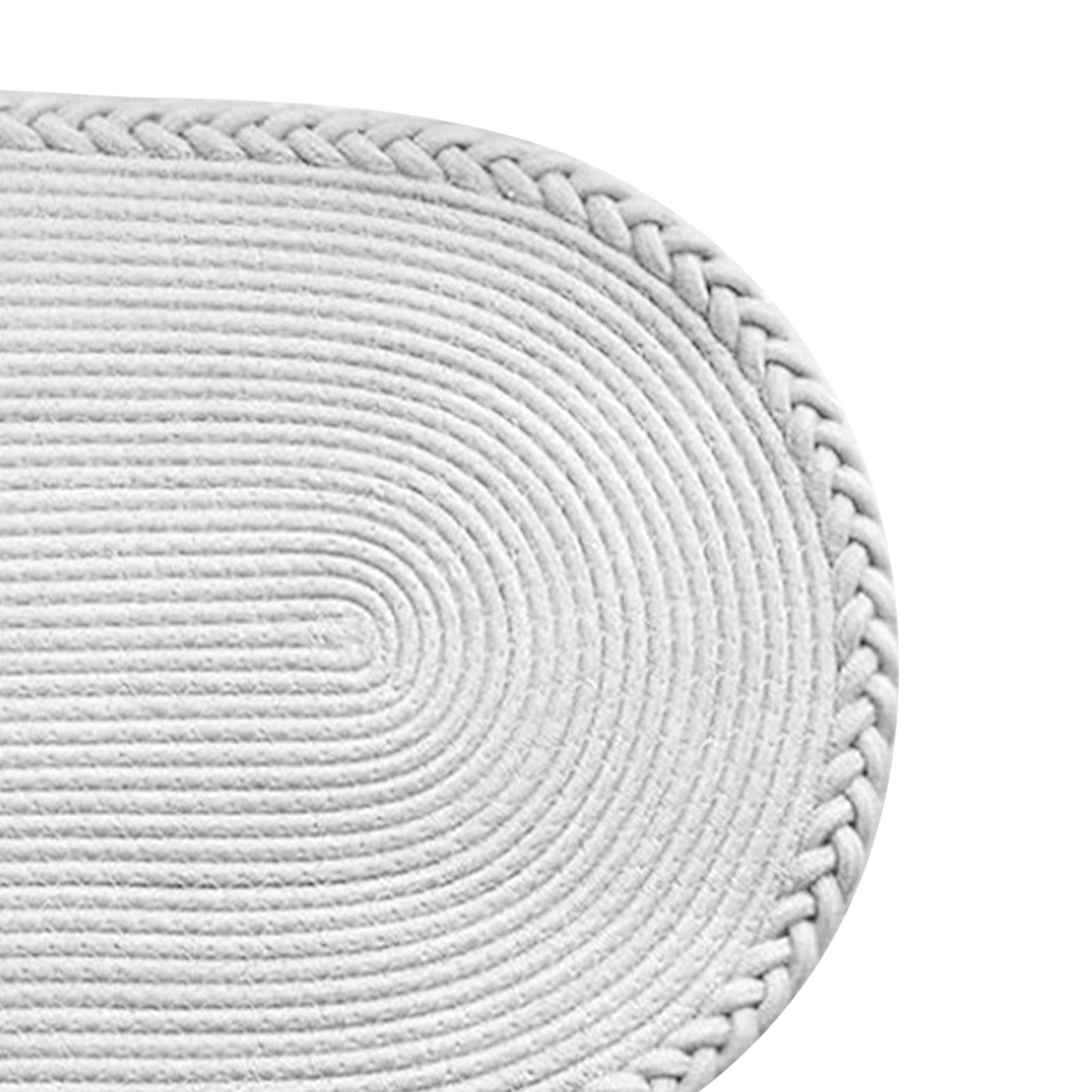 Bedroom Carpet Hand Woven Bedside Rug Study Living Room Oval Carpet Pure Color Floor Mat White - Image 8