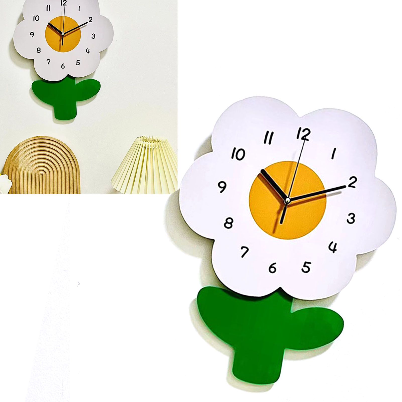 Flower Shaped Wall Clocks for Kids Cartoon Cute Exquisite Silent Wall Clock for Living Rooms Offices 20x30cm/7.9x11.8in - Image 6
